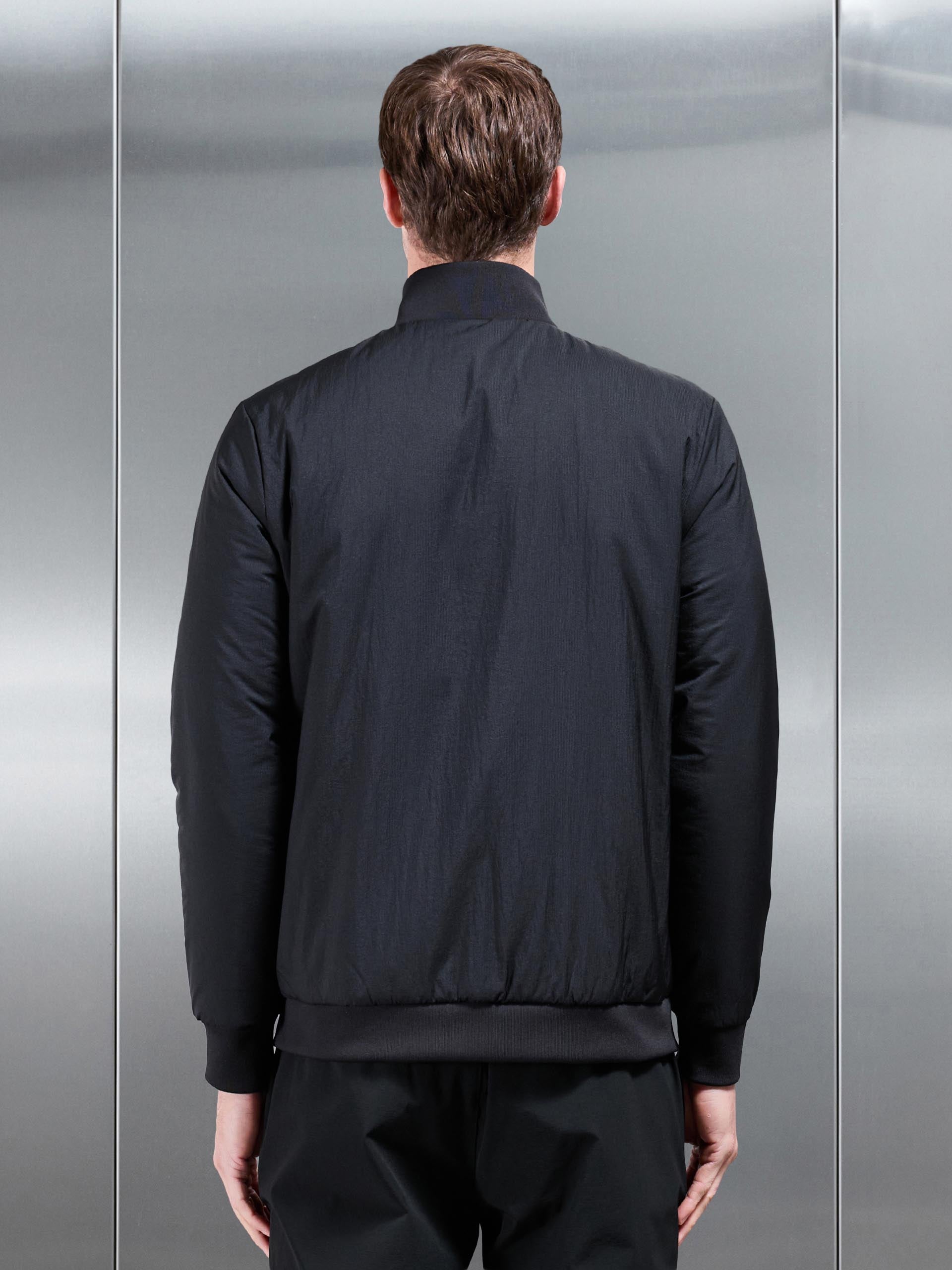 Padded Shell Funnel Neck Jacket in Black