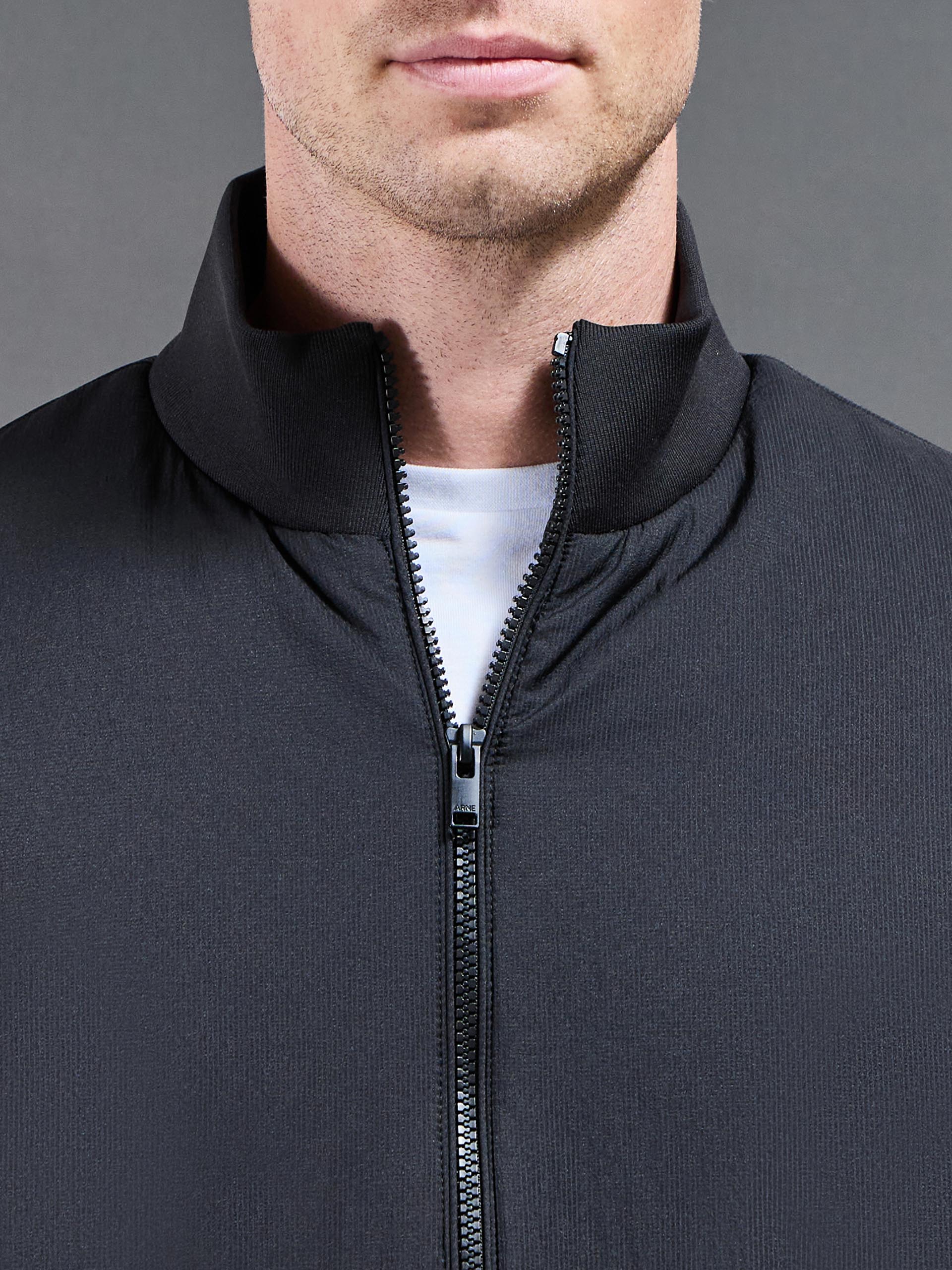 Padded Shell Funnel Neck Jacket in Black