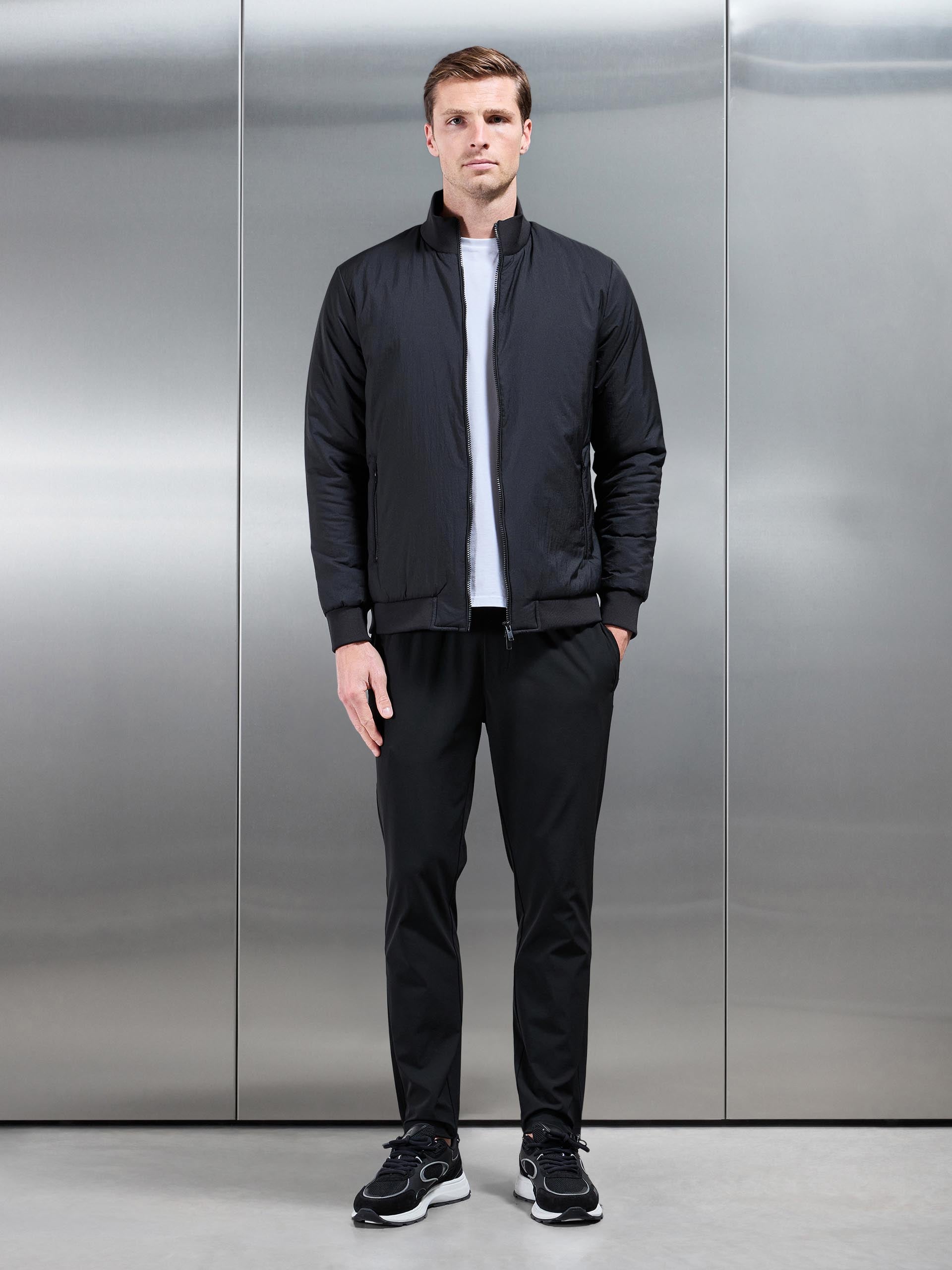 Padded Shell Funnel Neck Jacket in Black
