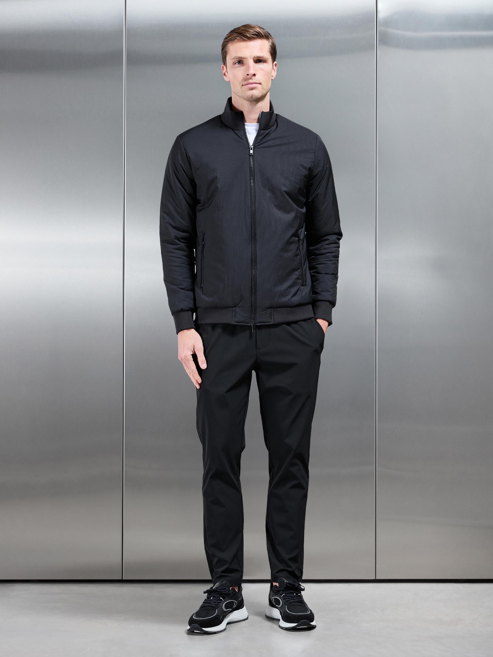 Padded Shell Funnel Neck Jacket in Black