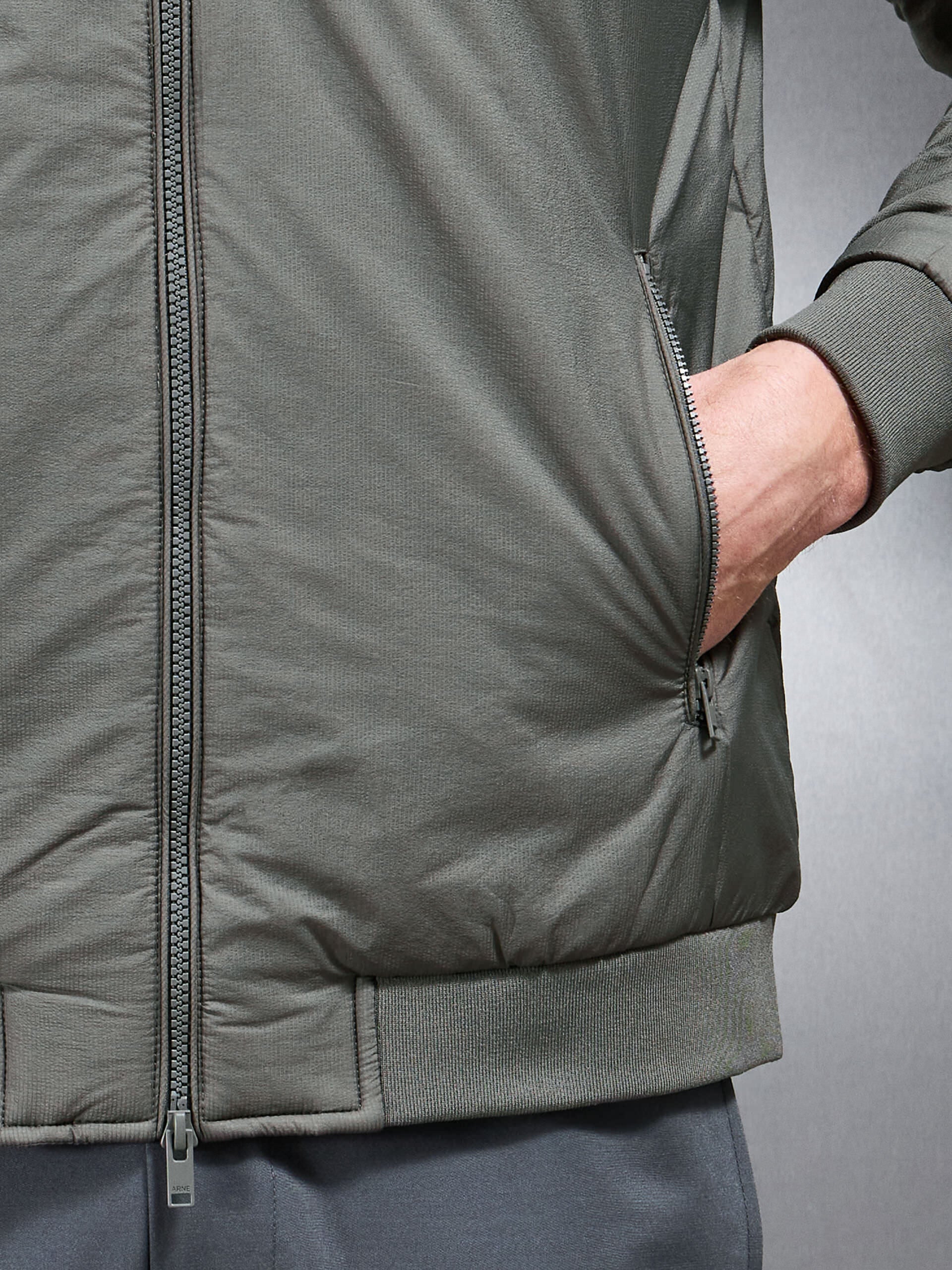 Padded Shell Funnel Neck Jacket in Olive