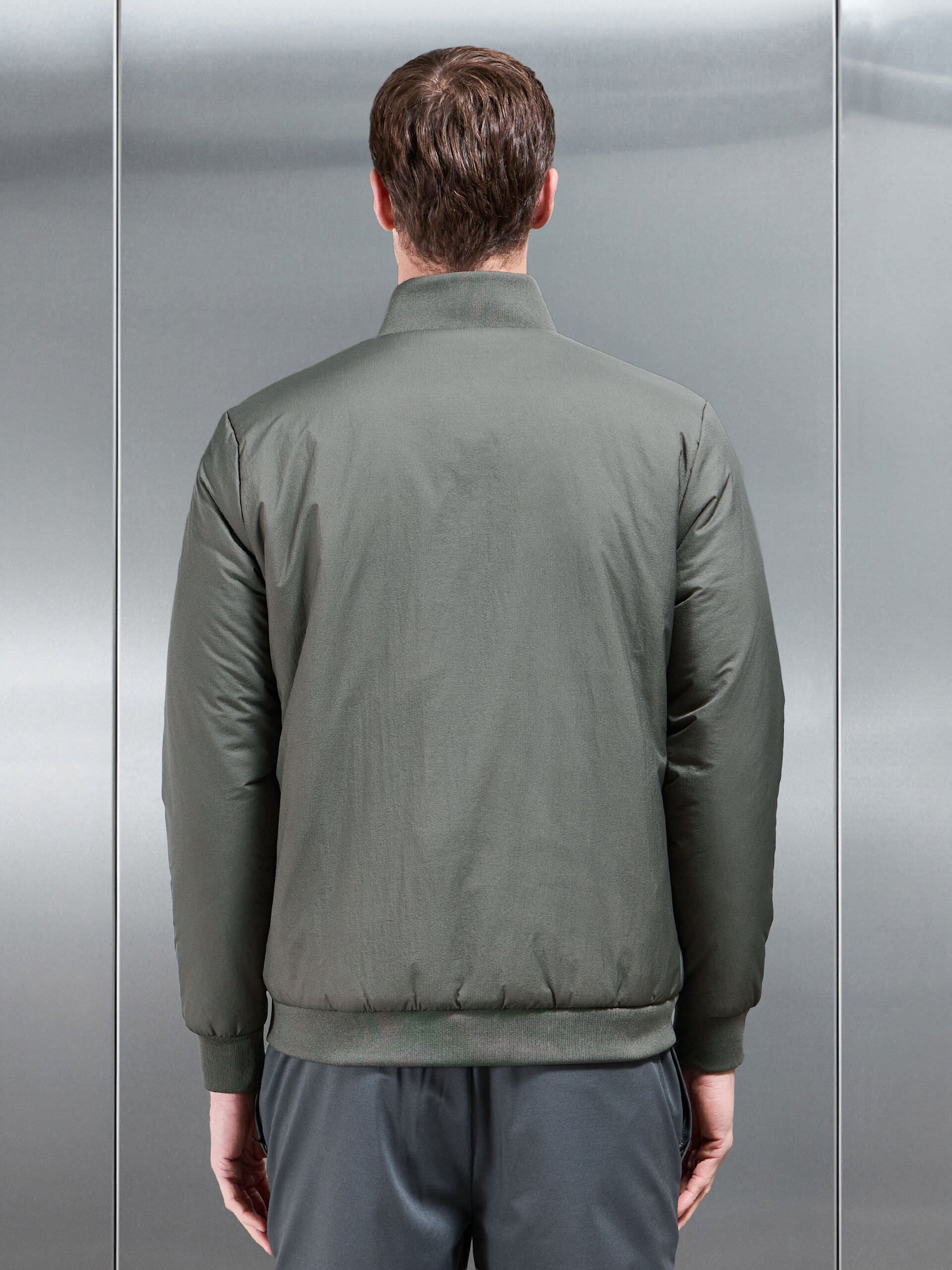 Padded Shell Funnel Neck Jacket in Olive