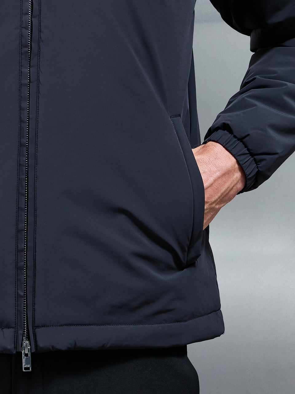 Padded Shell Zip Through Jacket in Black
