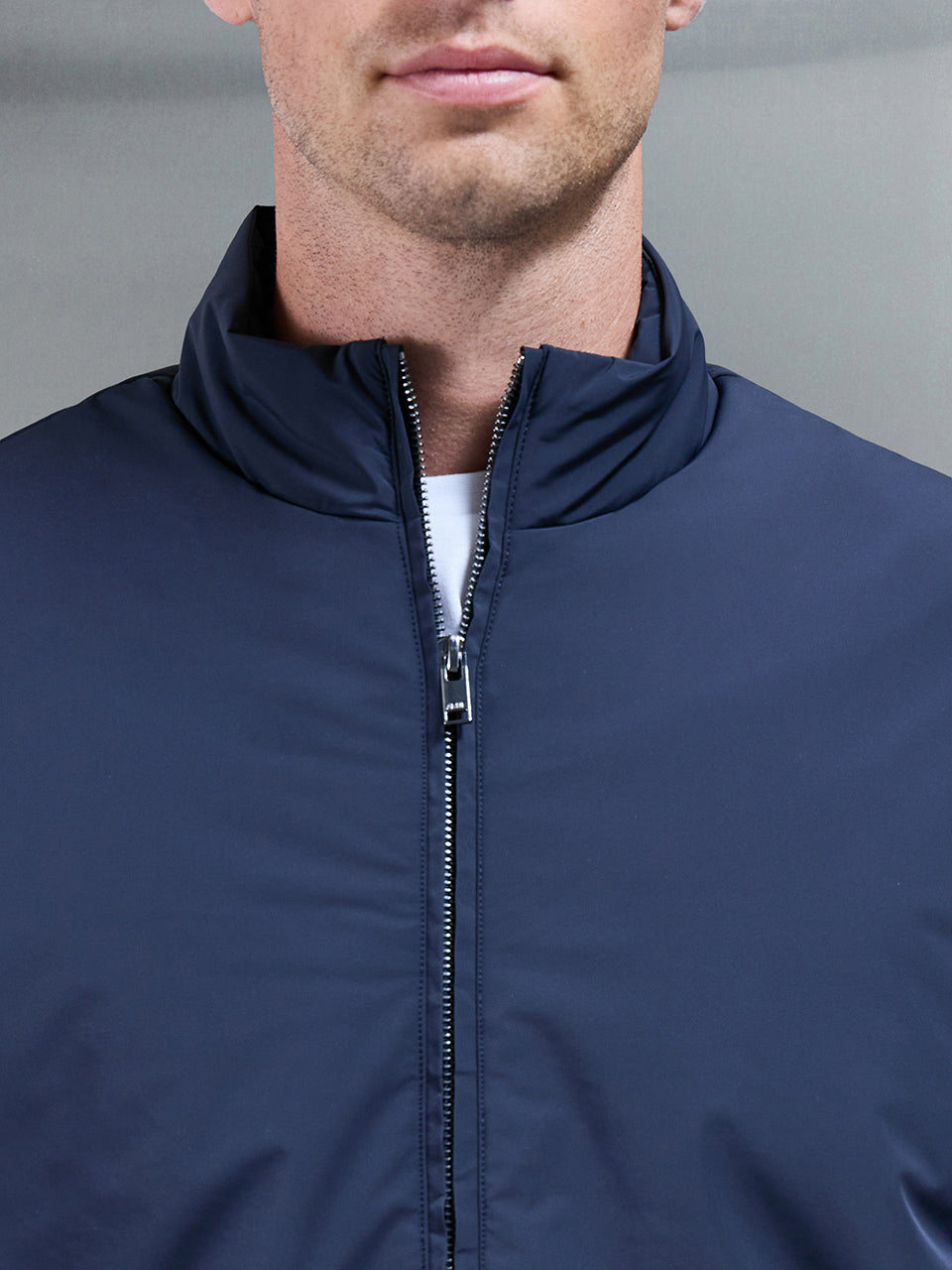 Padded Shell Zip Through Jacket In Navy
