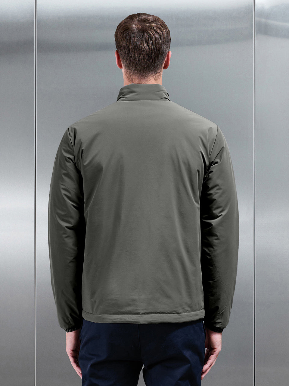 Padded Shell Zip Through Jacket in Olive