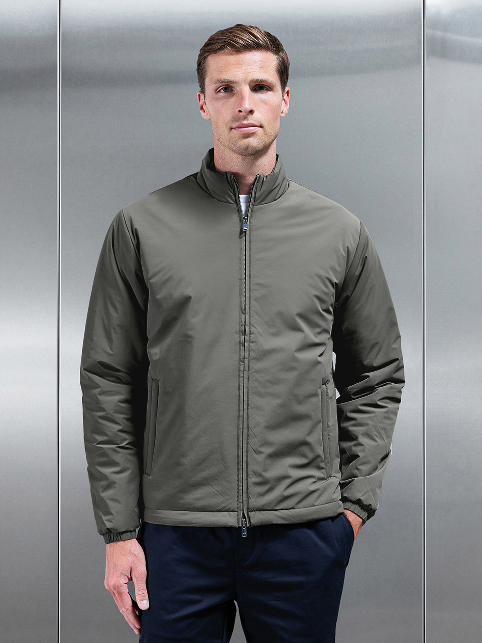 Padded Shell Zip Through Jacket in Olive ARNE UK