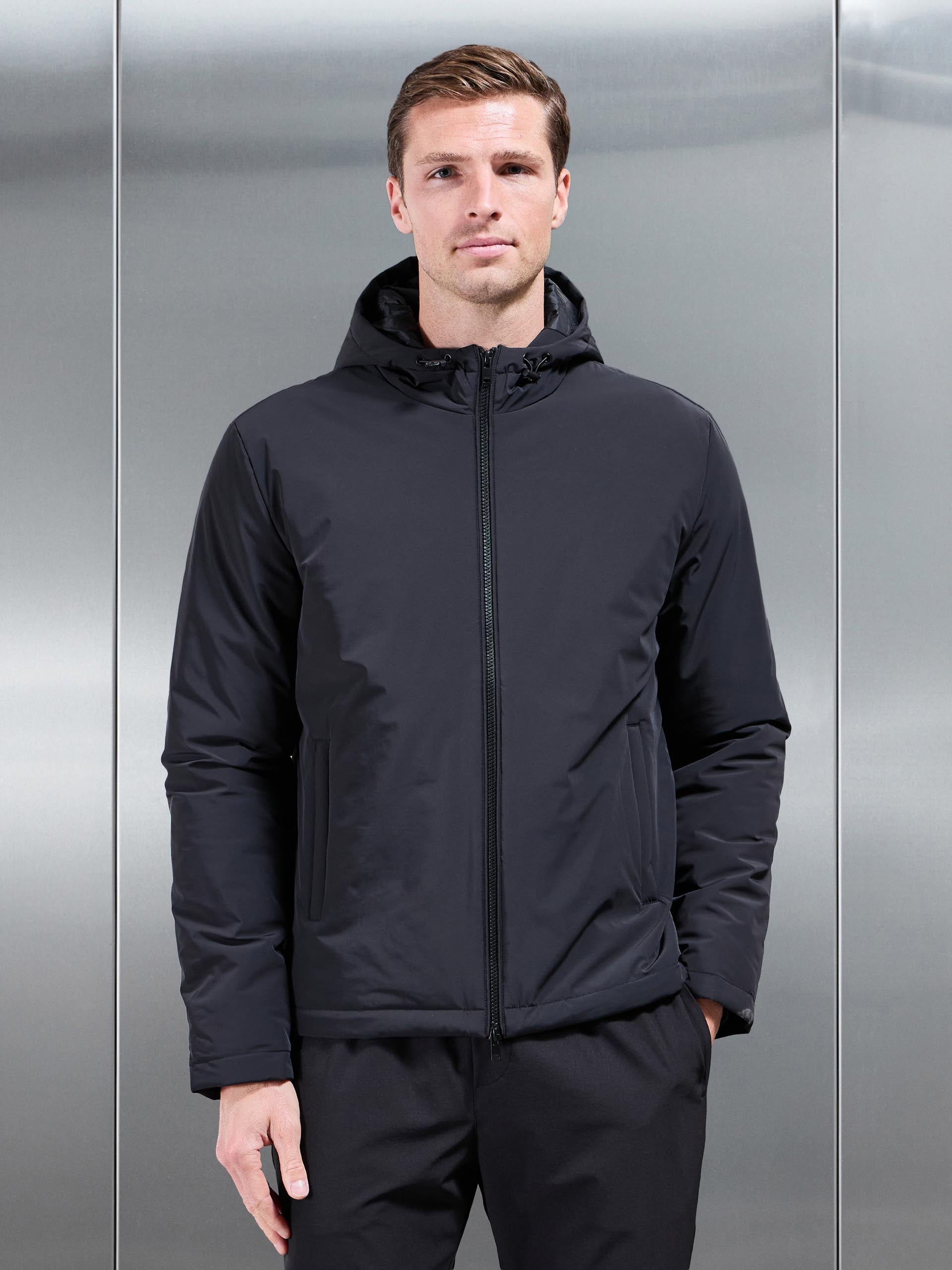 Padded Technical Shell Windbreaker in Black