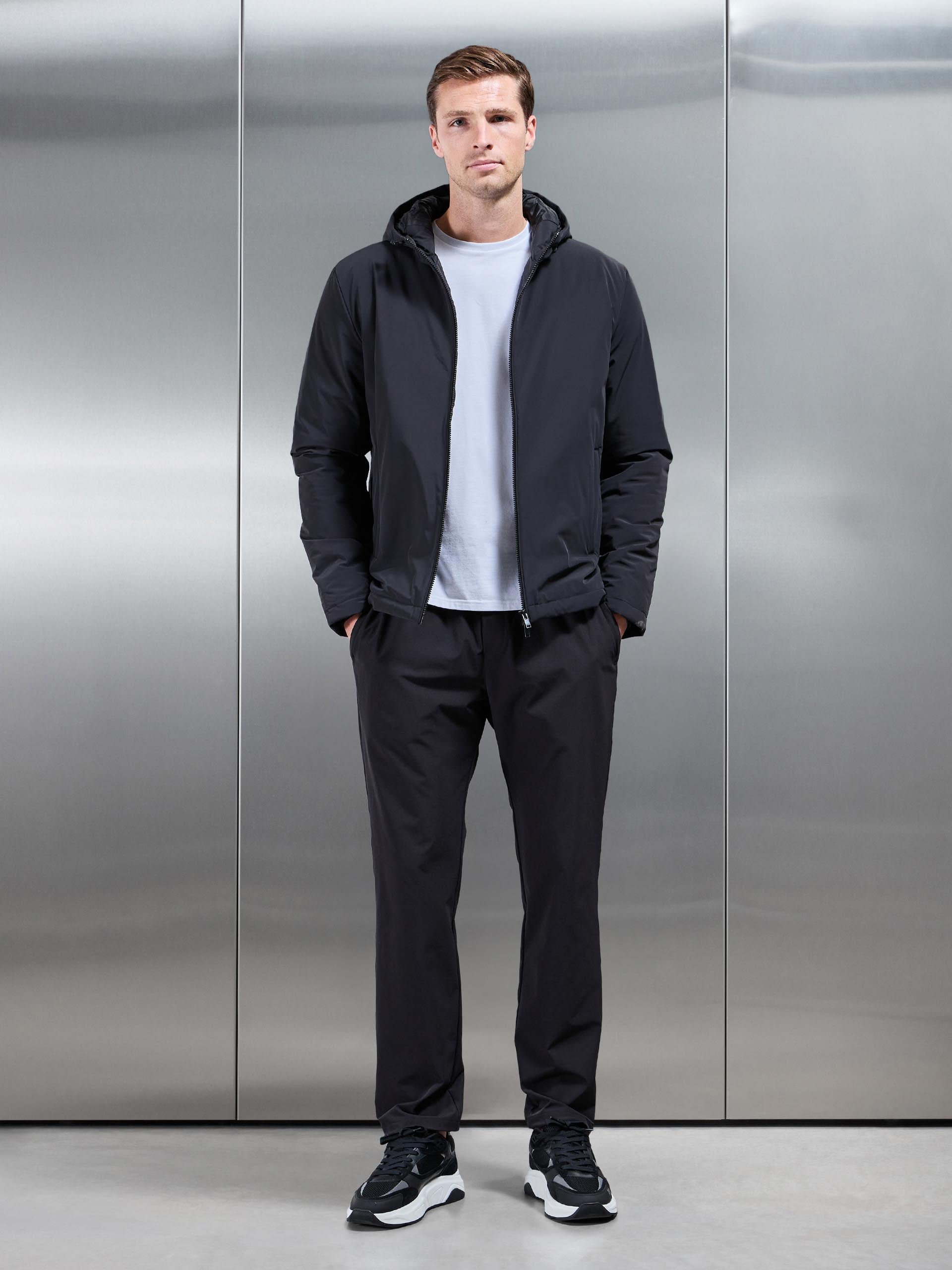 Padded Technical Shell Windbreaker in Black