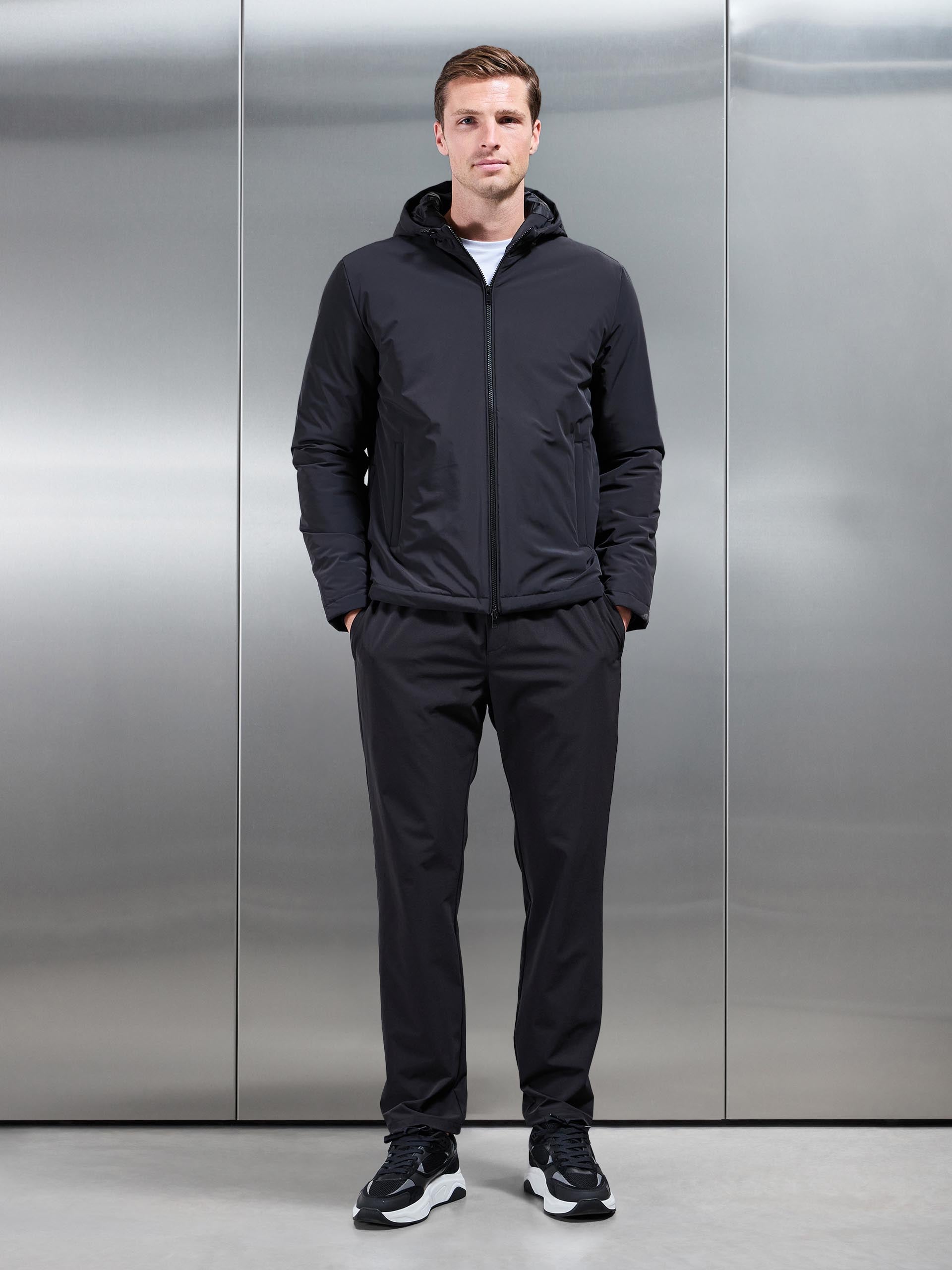 Padded Technical Shell Windbreaker in Black