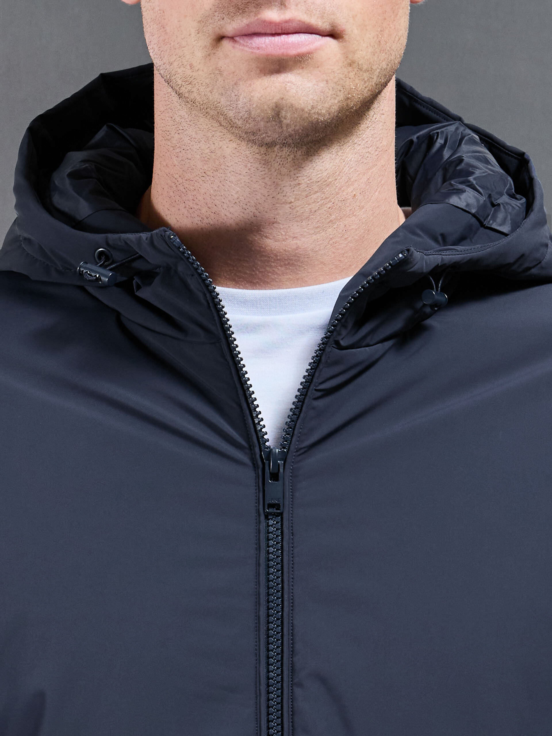 Padded Technical Shell Windbreaker in Navy