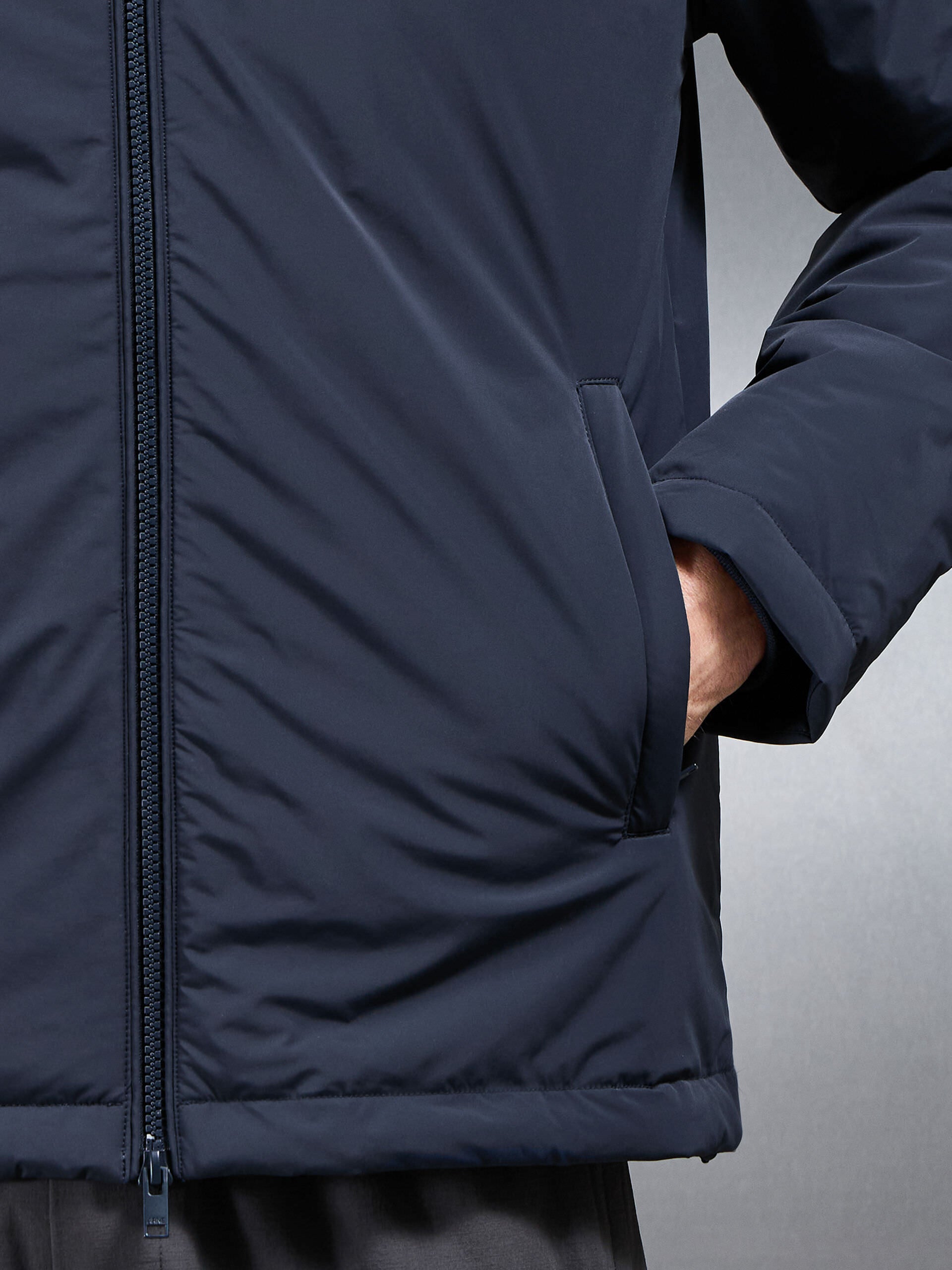 Padded Technical Shell Windbreaker in Navy