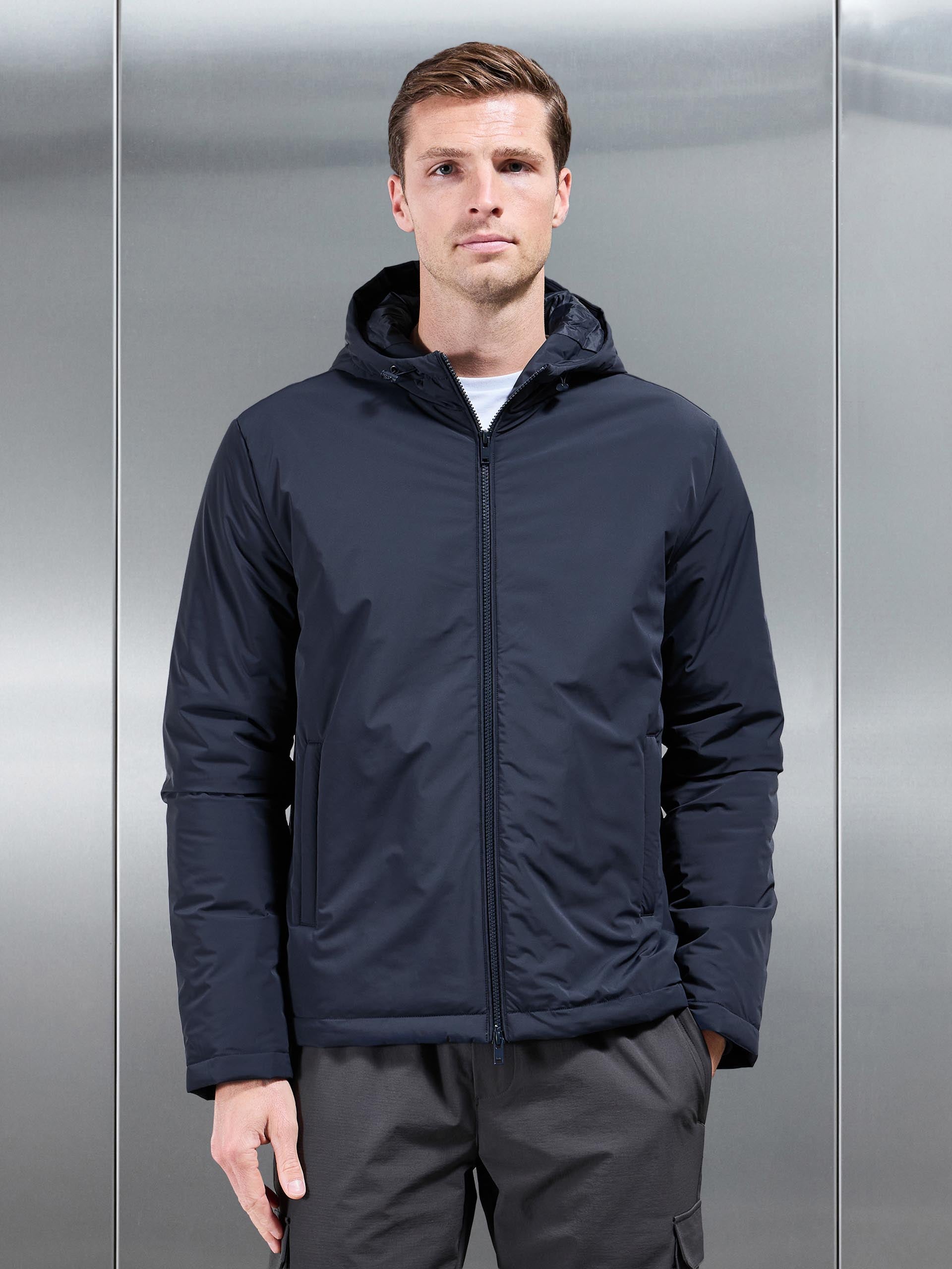 Padded Technical Windbreaker in Navy