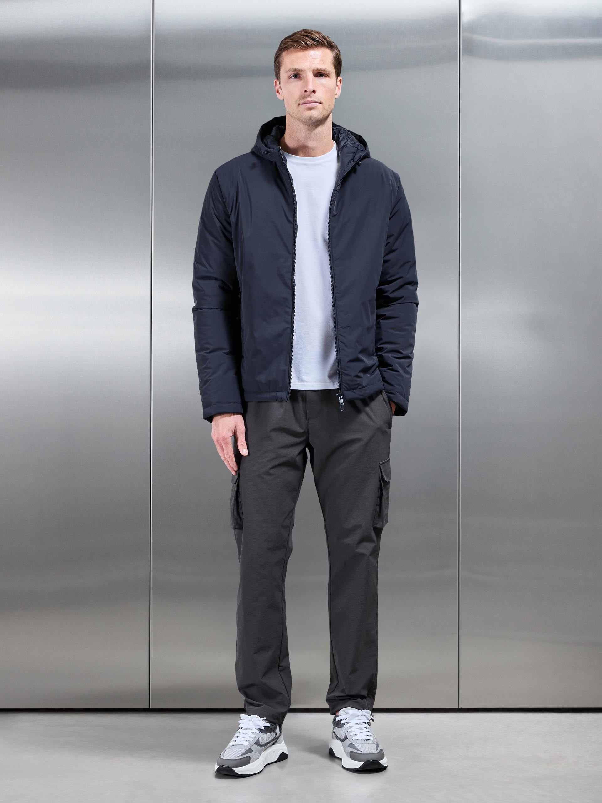 Padded Technical Windbreaker in Navy