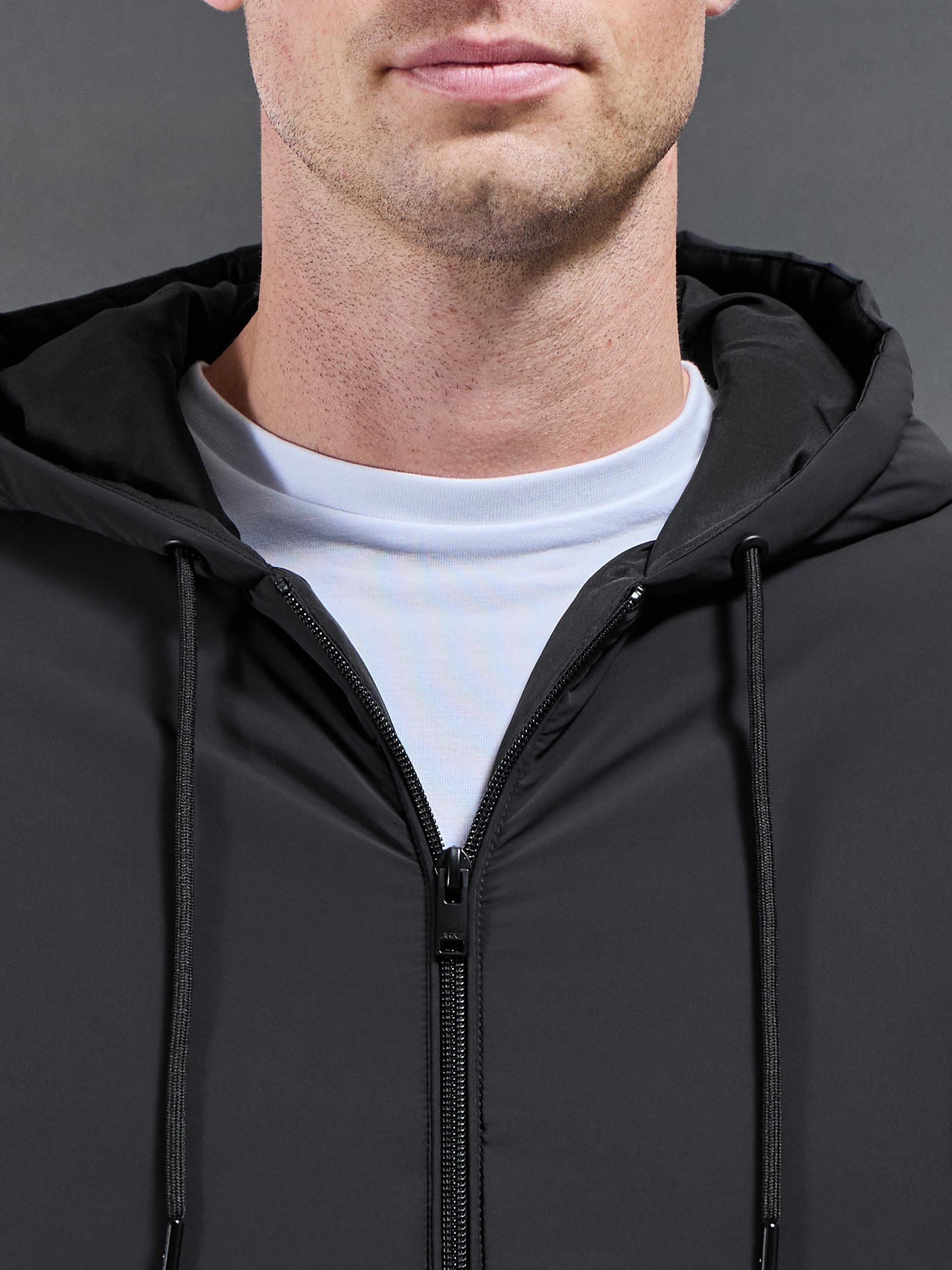 Padded Tonal Windbreaker in Black