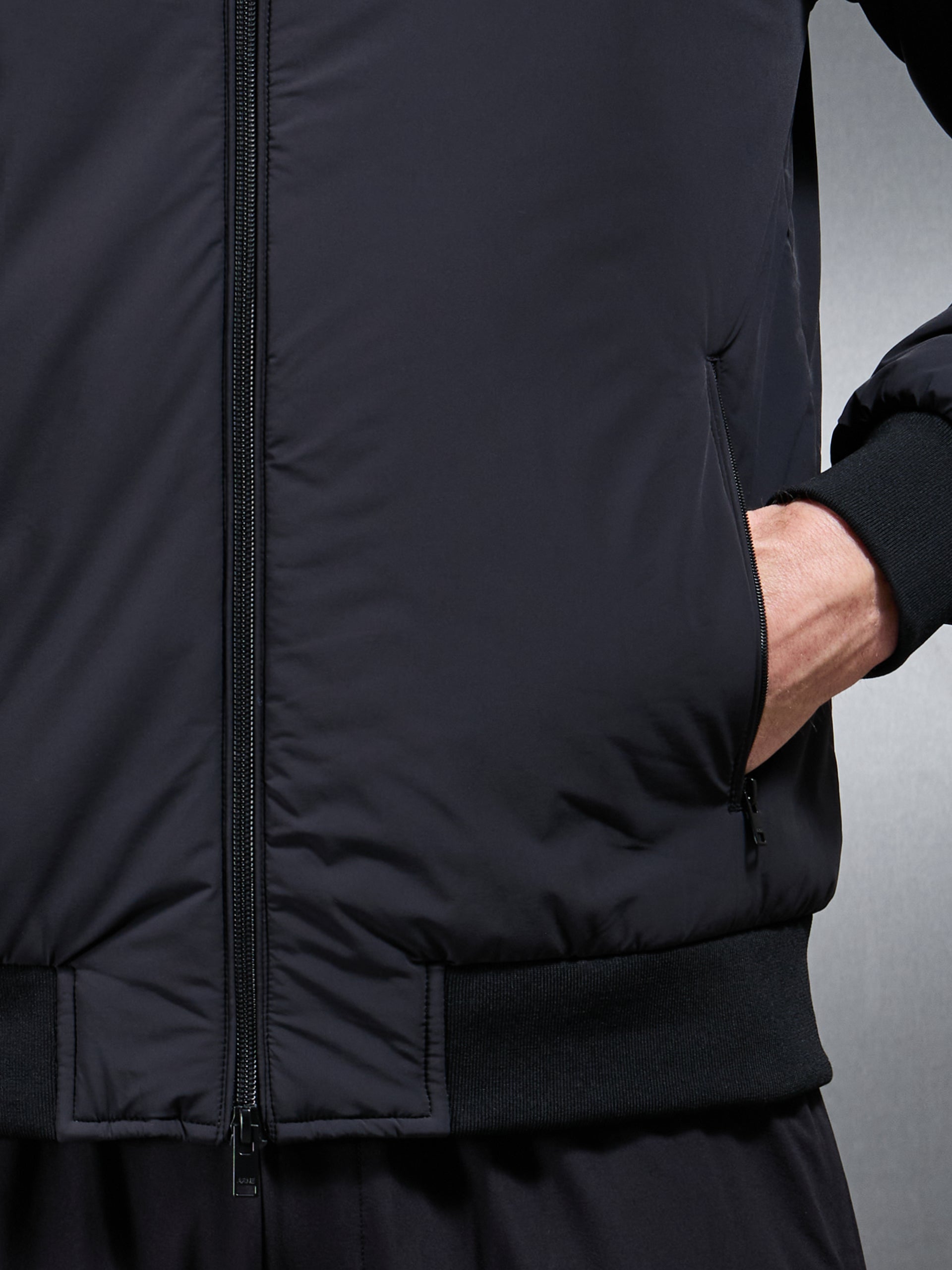 Padded Tonal Windbreaker in Black