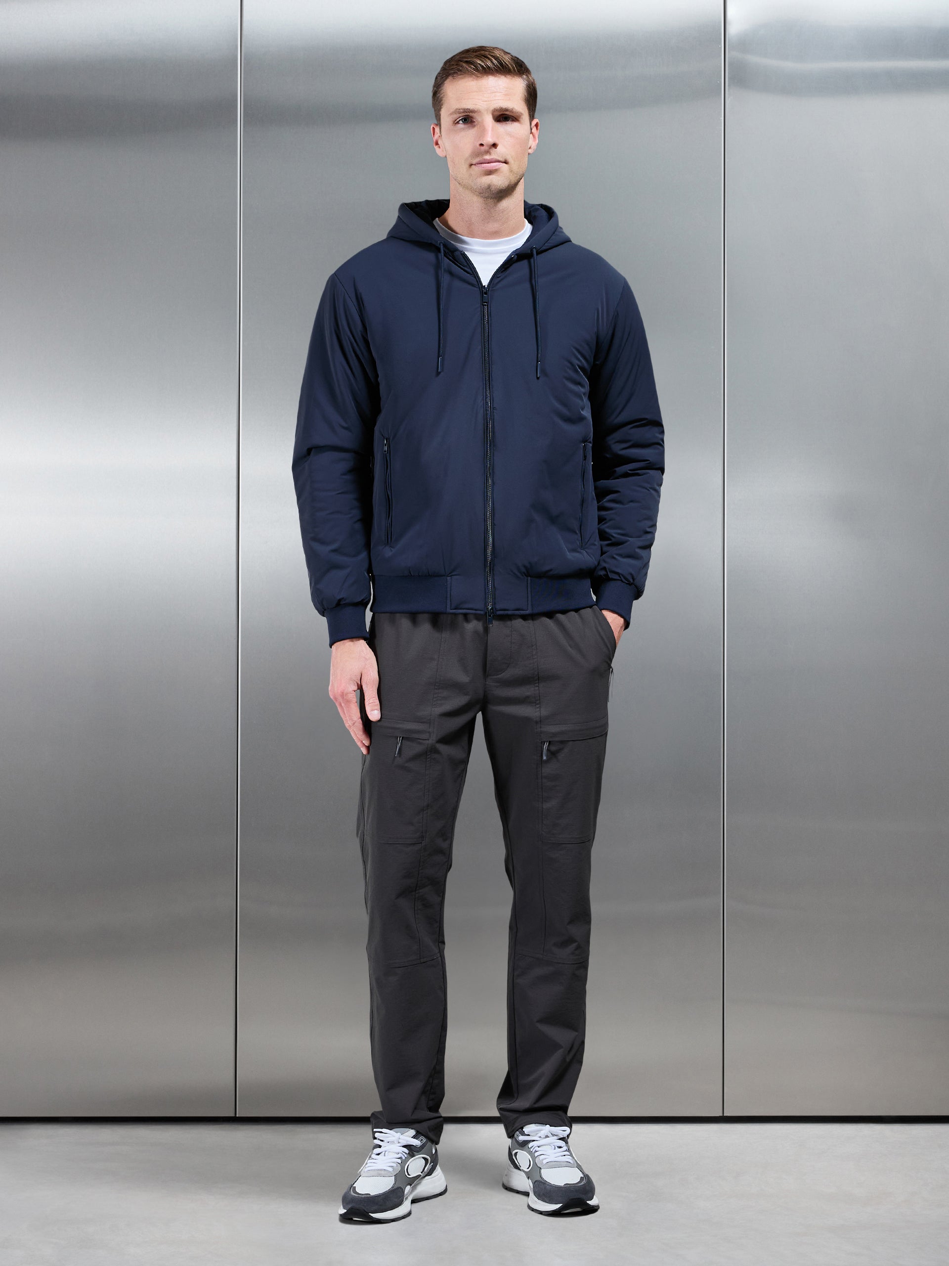 Padded Tonal Windbreaker in Navy