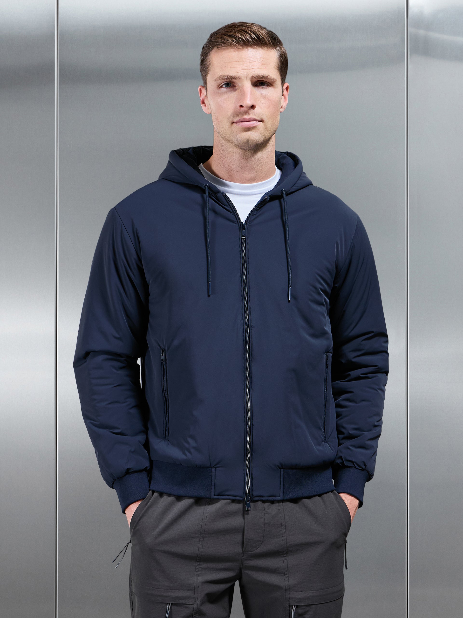 Padded Tonal Windbreaker in Navy