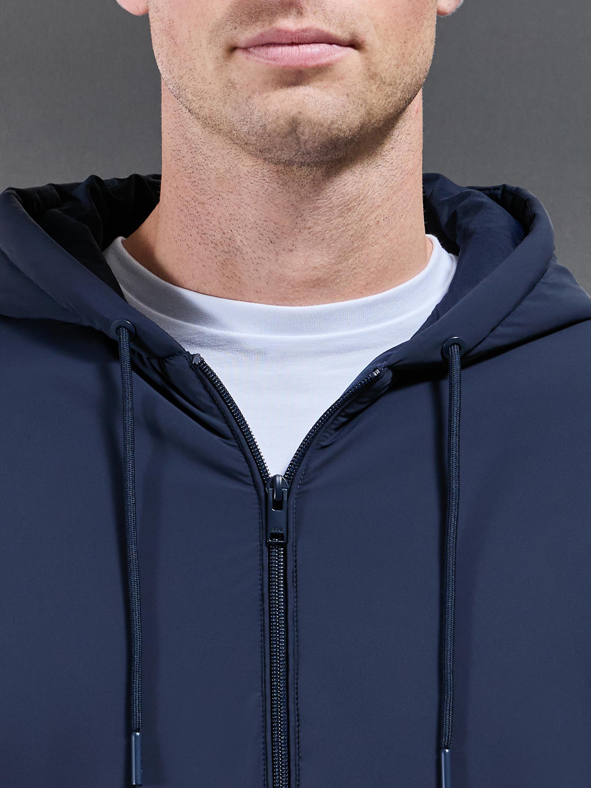 Padded Tonal Windbreaker in Navy