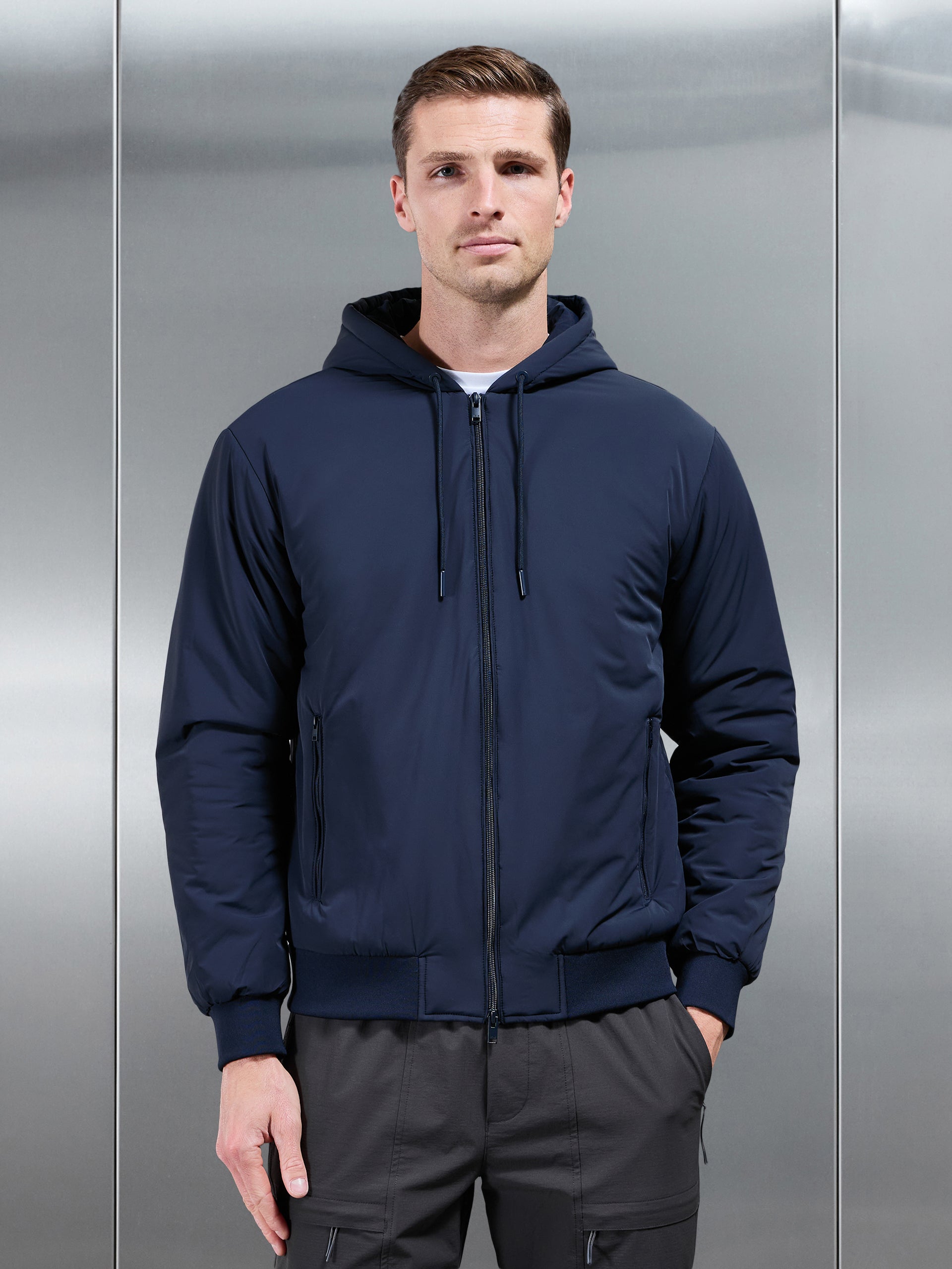 Padded Tonal Windbreaker in Navy