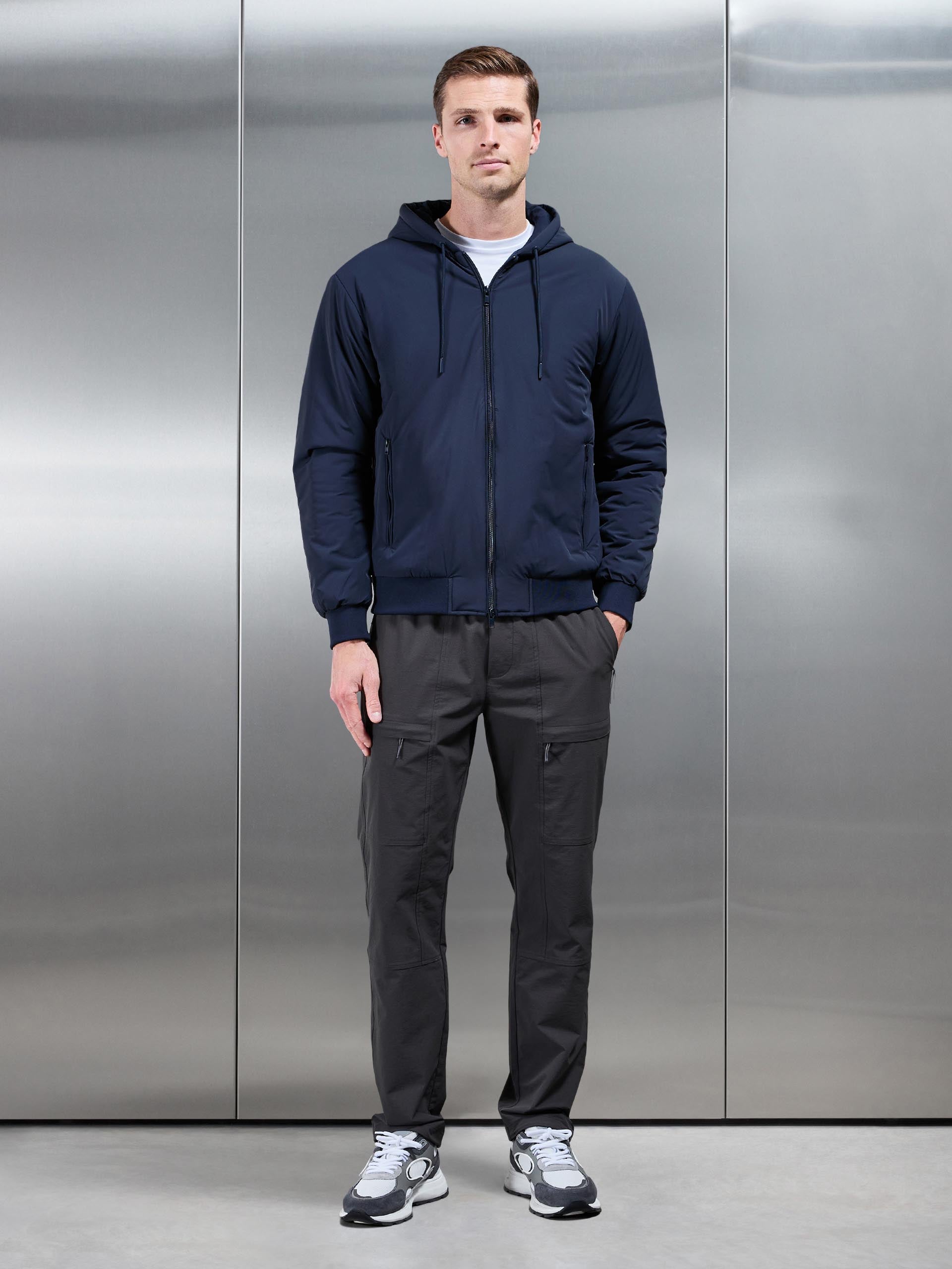 Padded Tonal Windbreaker in Navy