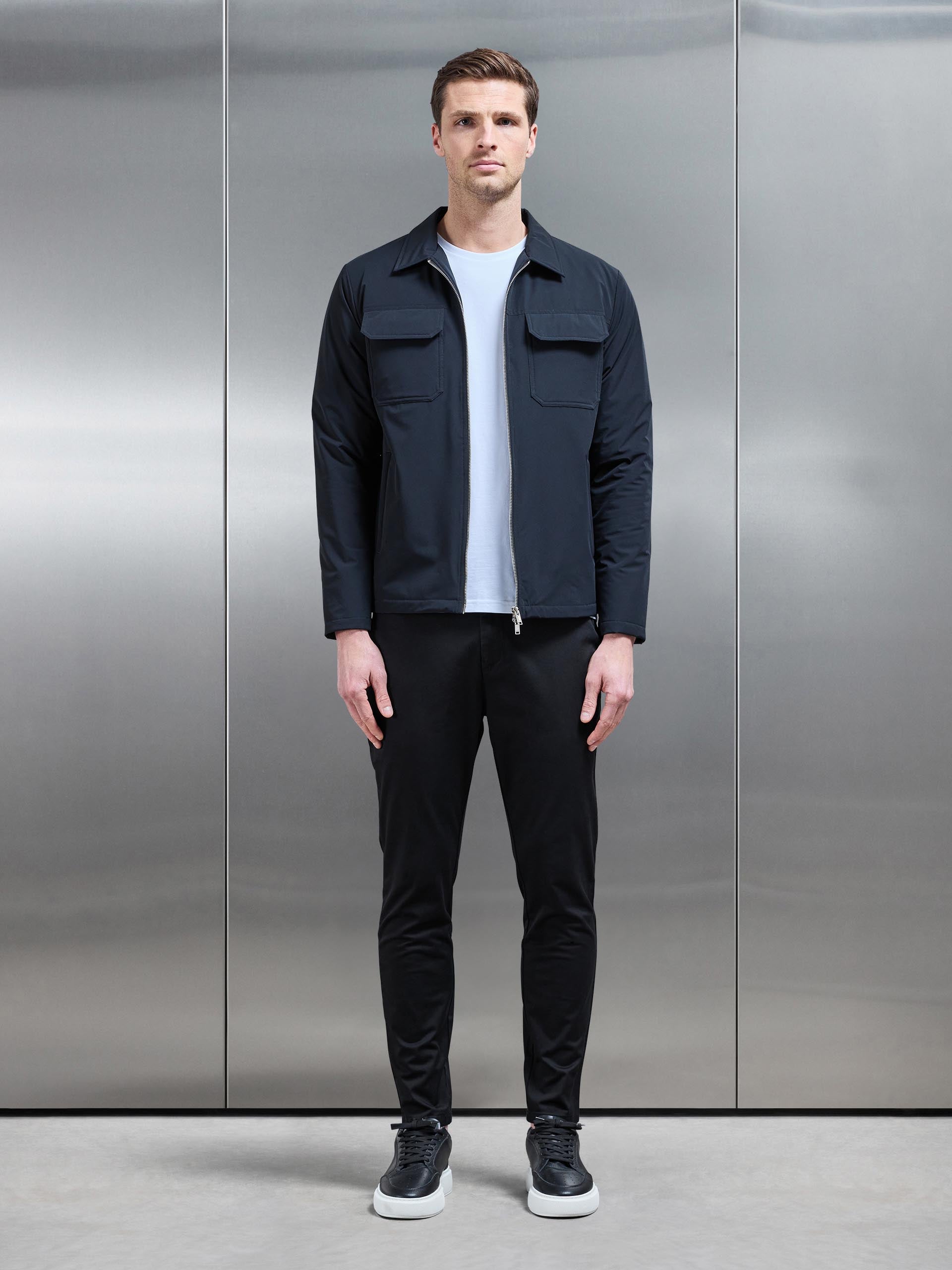 Padded Cargo Jacket in Black