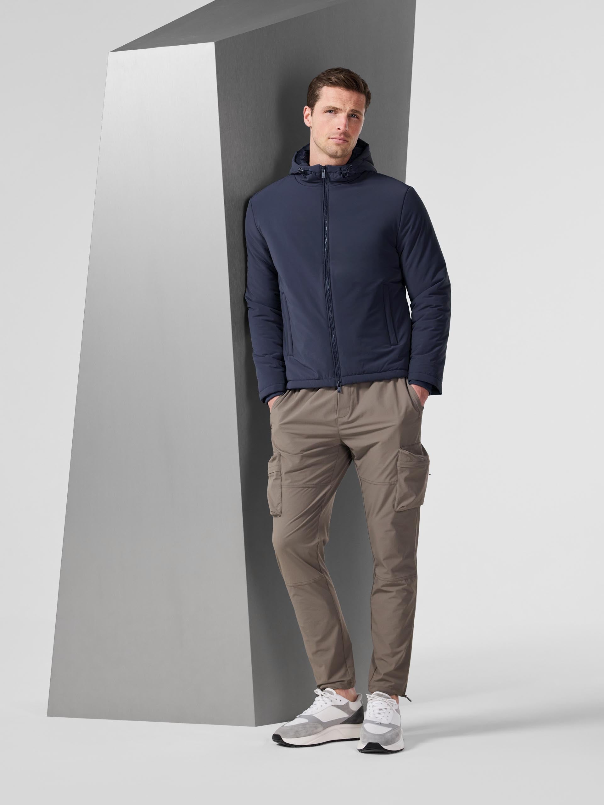 Padded Technical Windbreaker in Navy