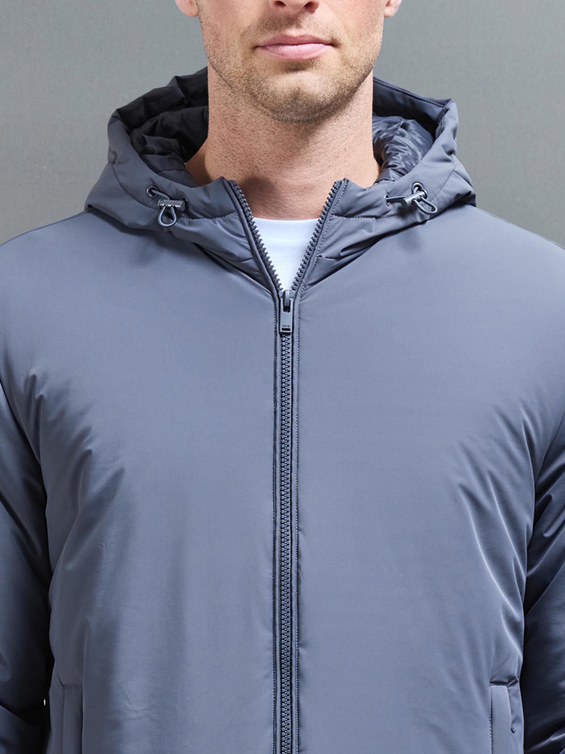 Padded Technical Shell Windbreaker in Grey