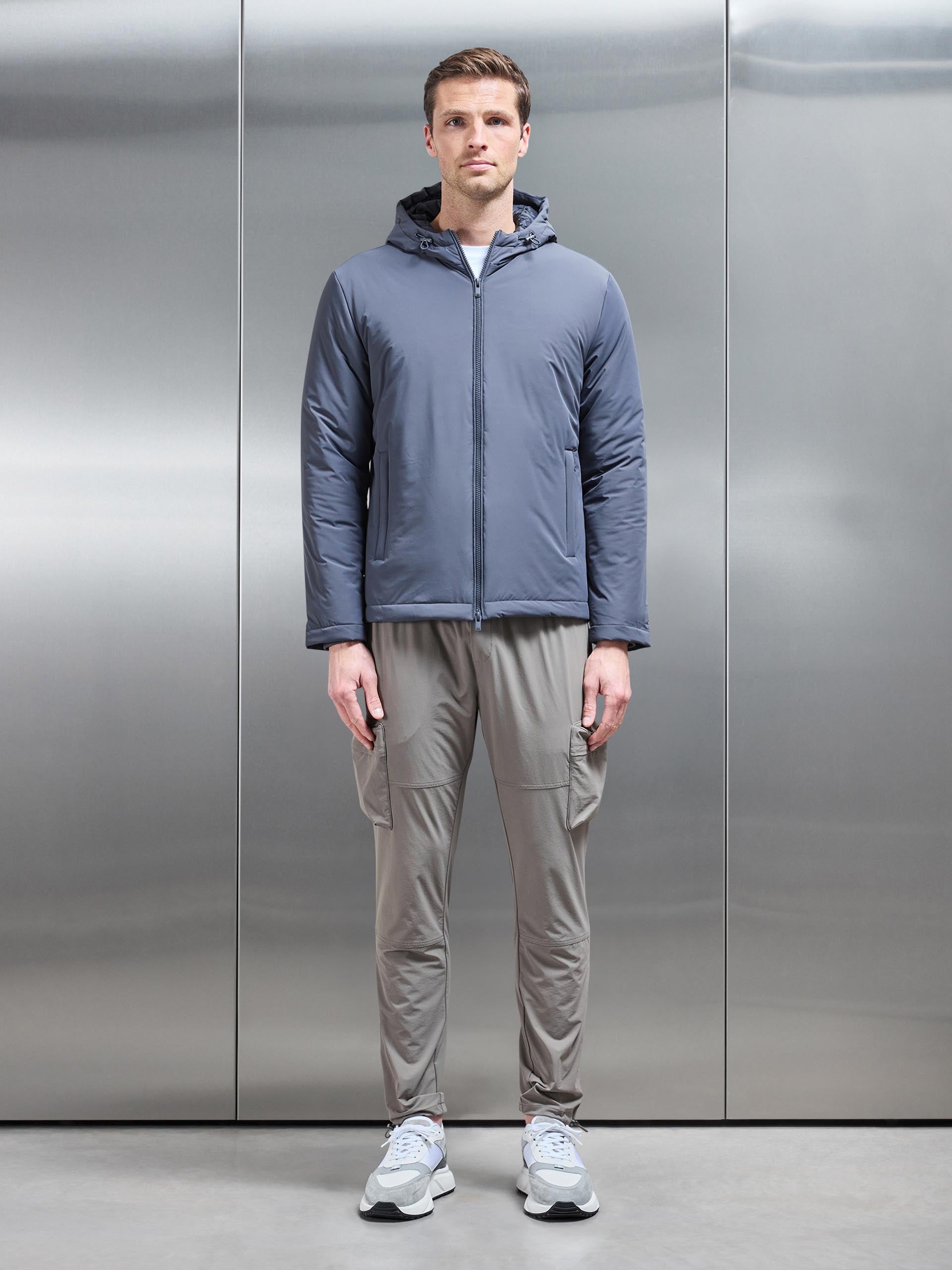 Padded Technical Shell Windbreaker in Grey