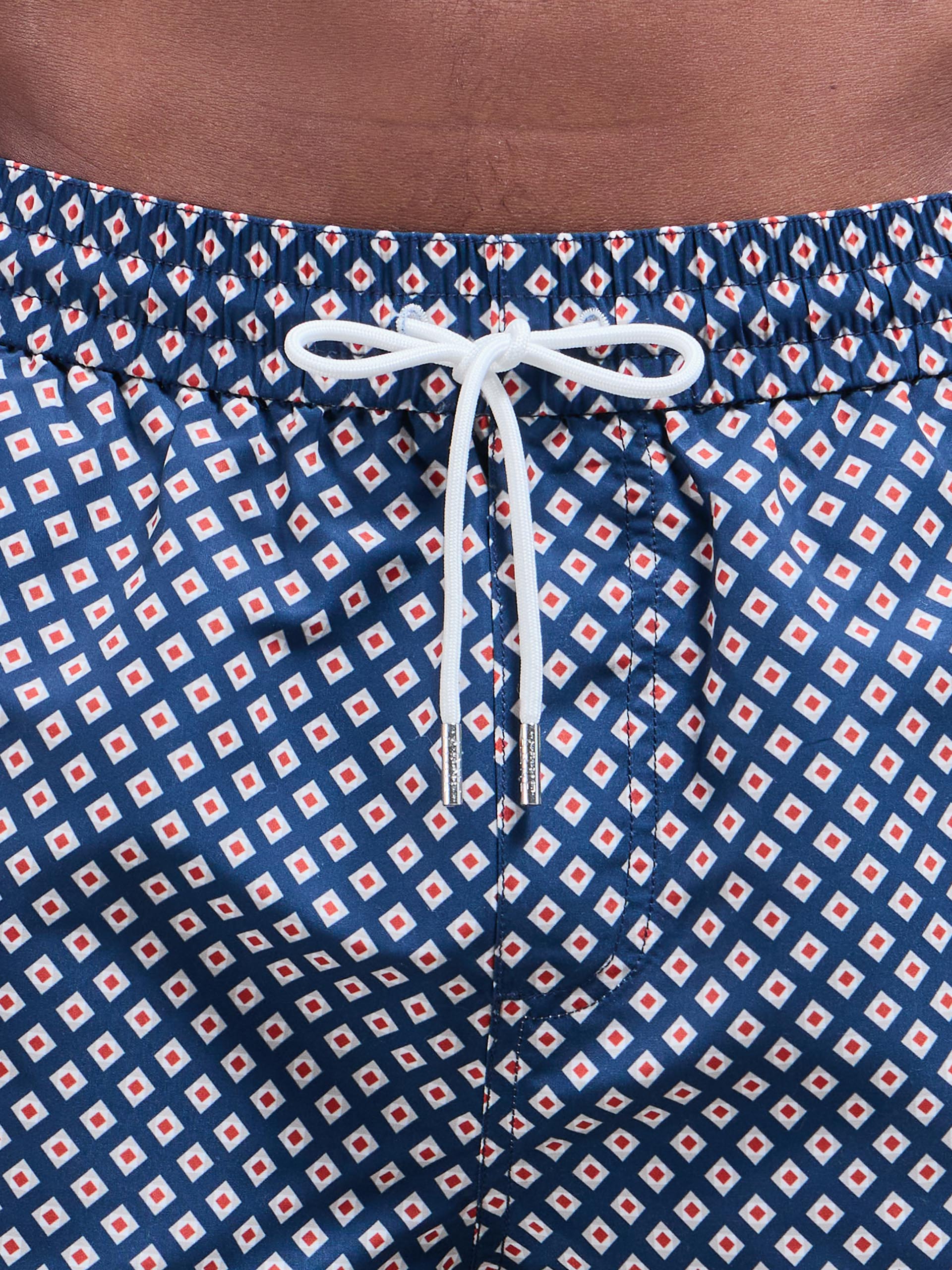 Palma Print Drawstring Swim Short in Navy