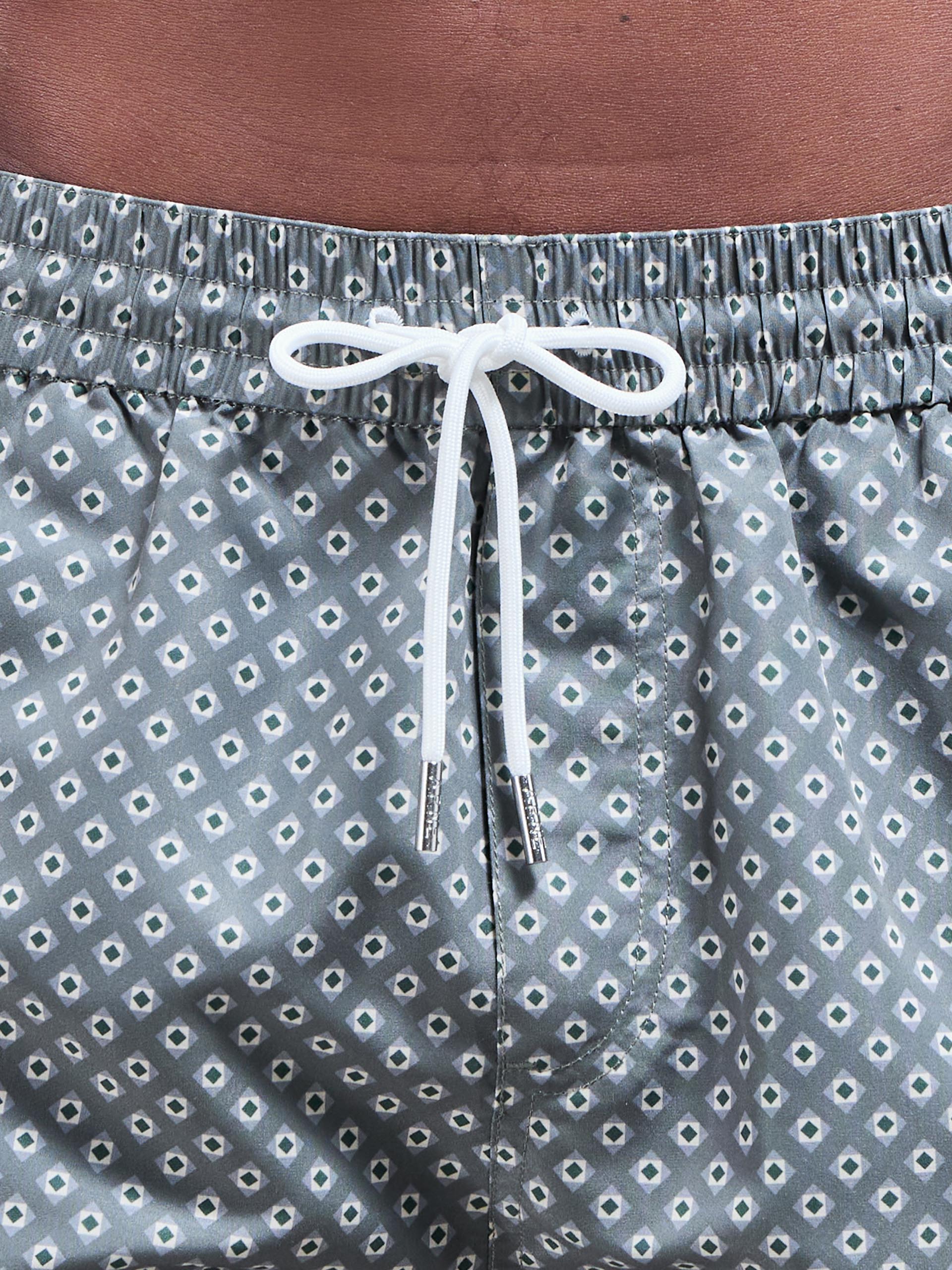 Palma Print Drawstring Swim Short in Sage