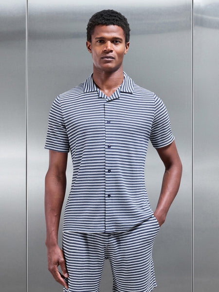 Palm Revere Collar Shirt in Navy
