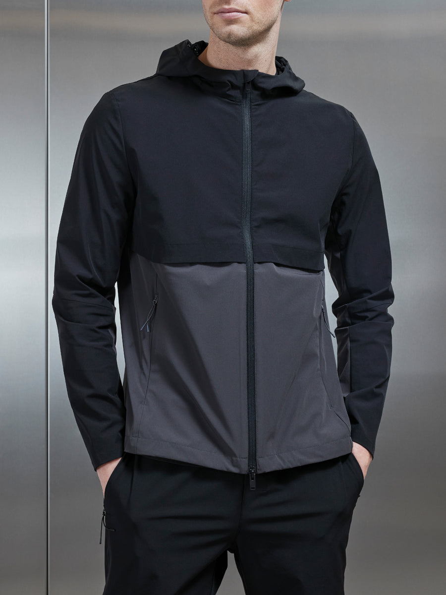 Black and shop grey windbreaker