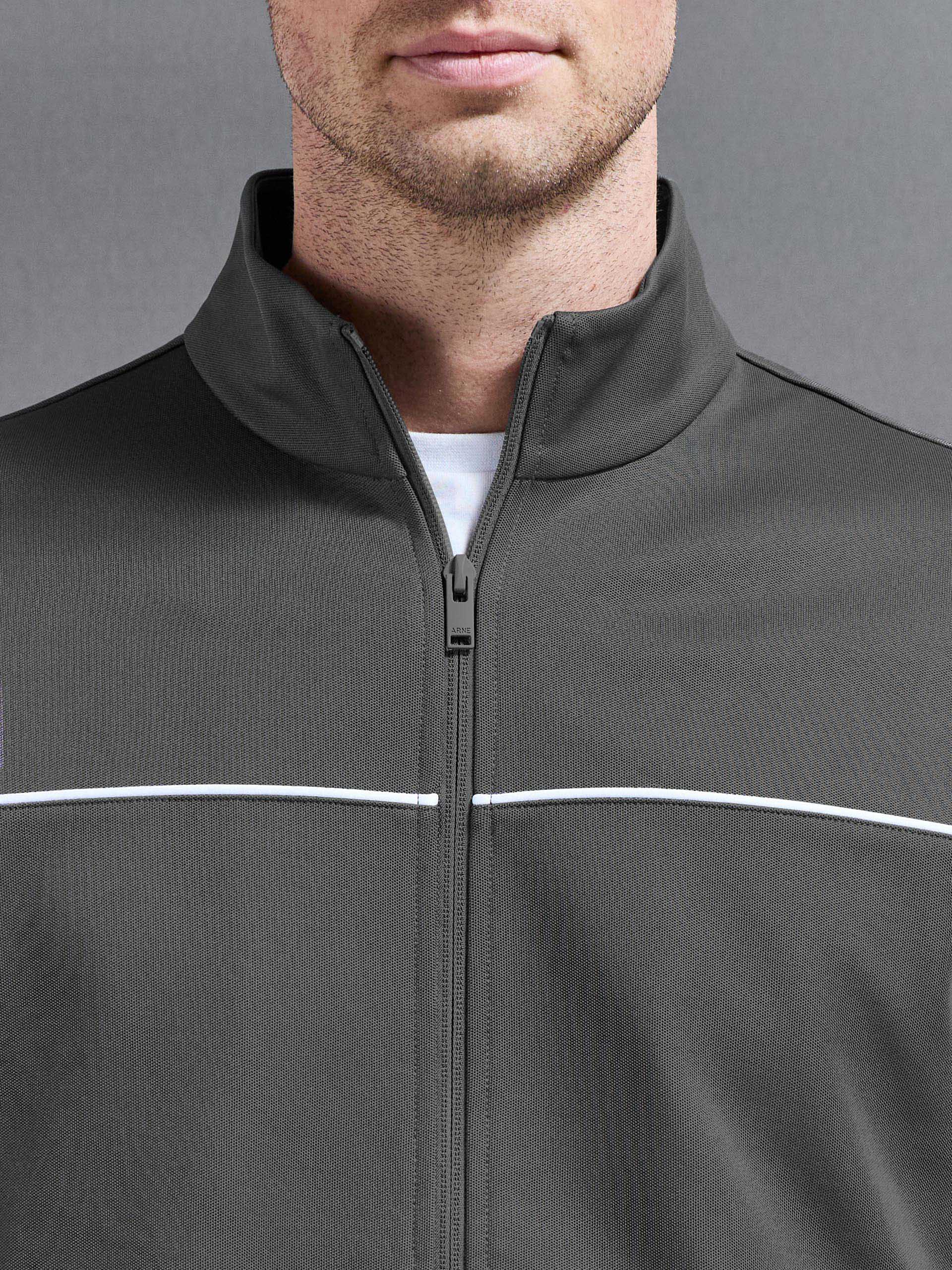 Piping Track Jacket in Grey