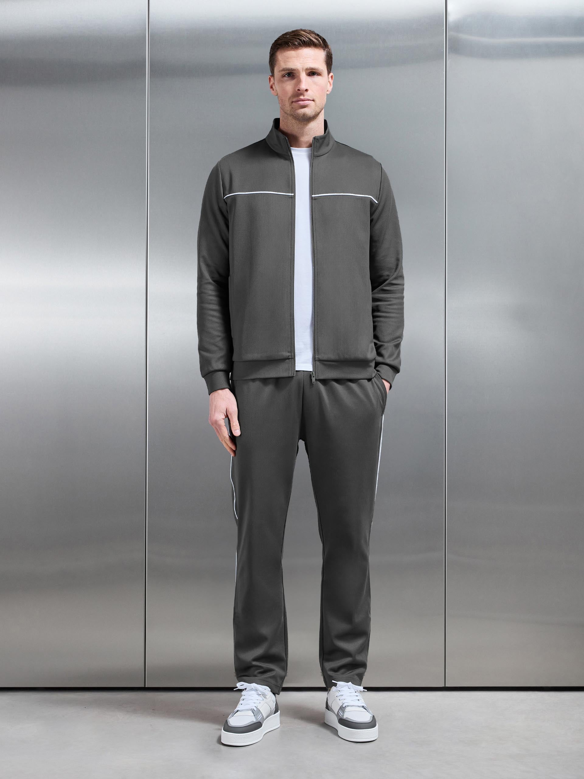 Piping Track Jacket in Grey
