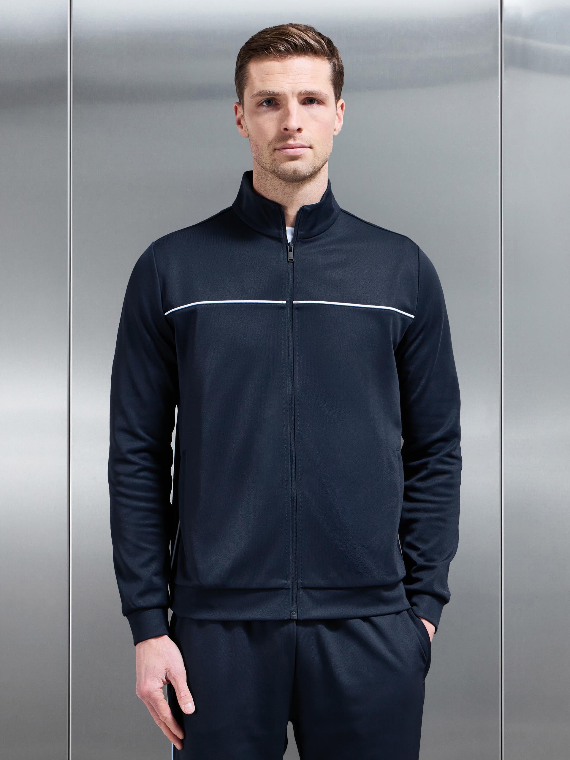 Piping Track Jacket in Navy