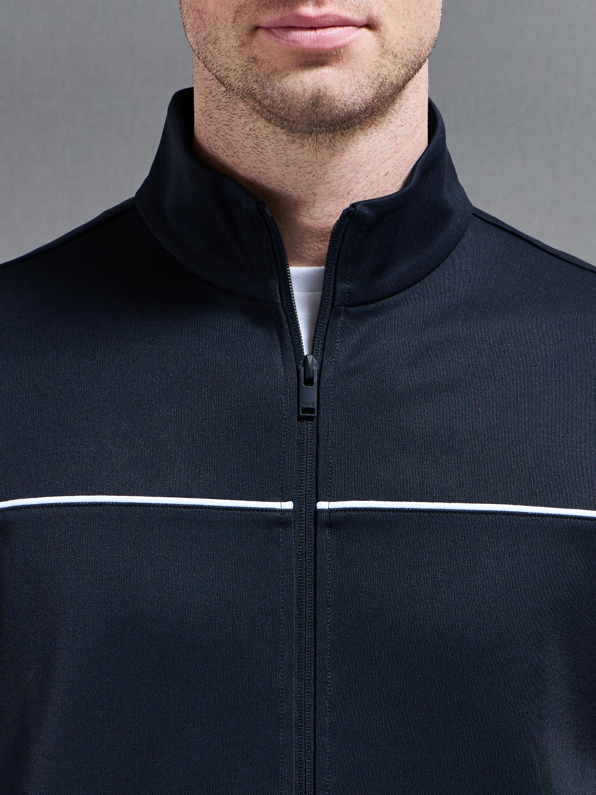 Piping Track Jacket in Navy