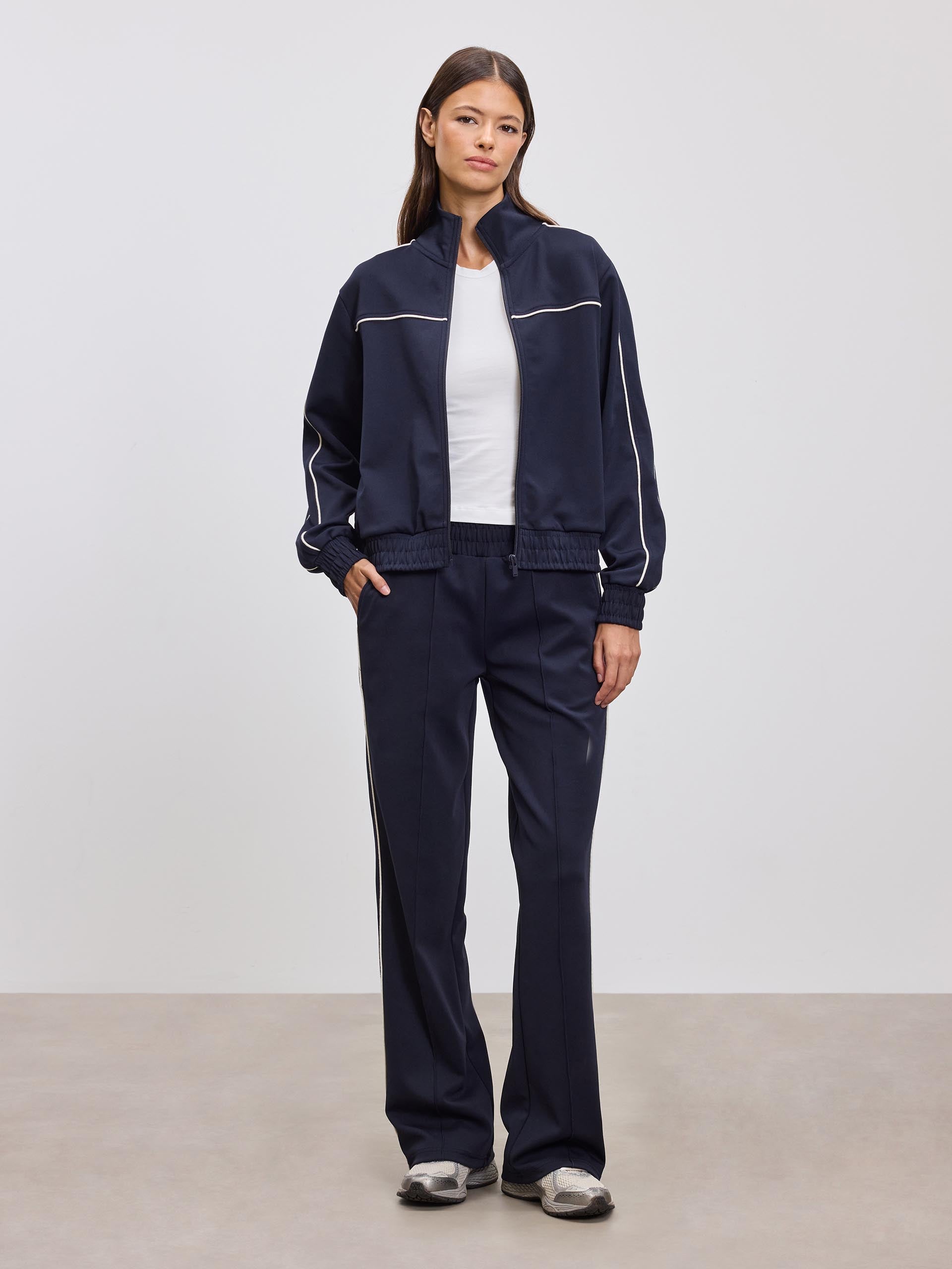 Womens Piping Track Pant in Navy