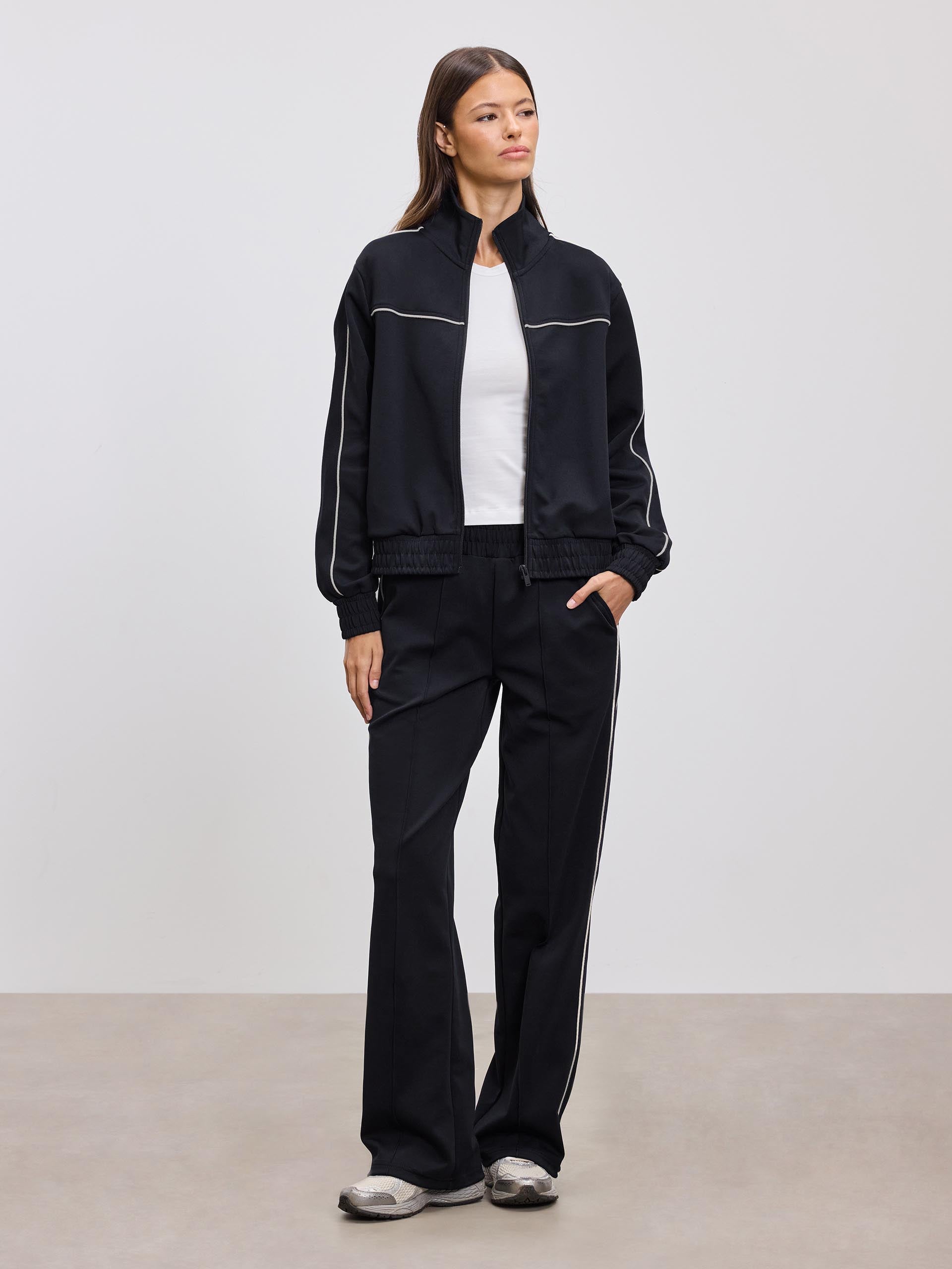 Womens Piping Track Pant in Midnight Navy