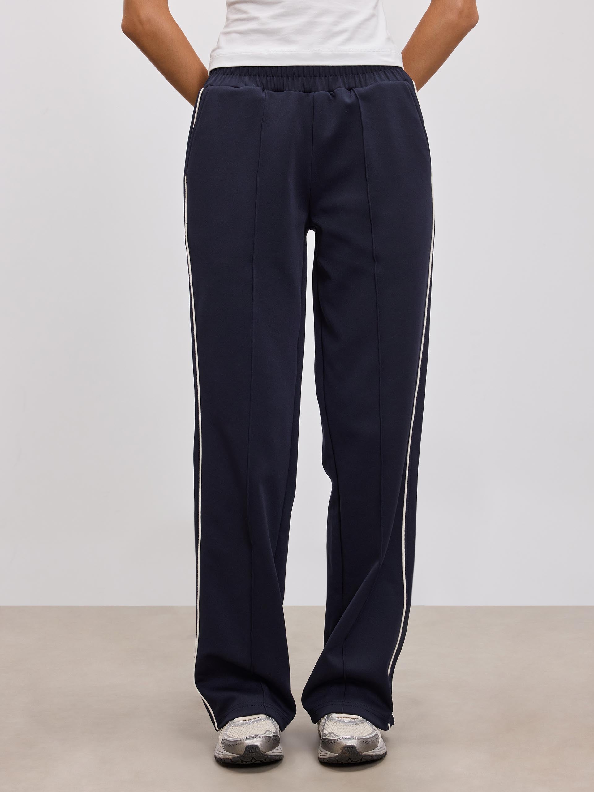 Womens Piping Track Pant in Navy