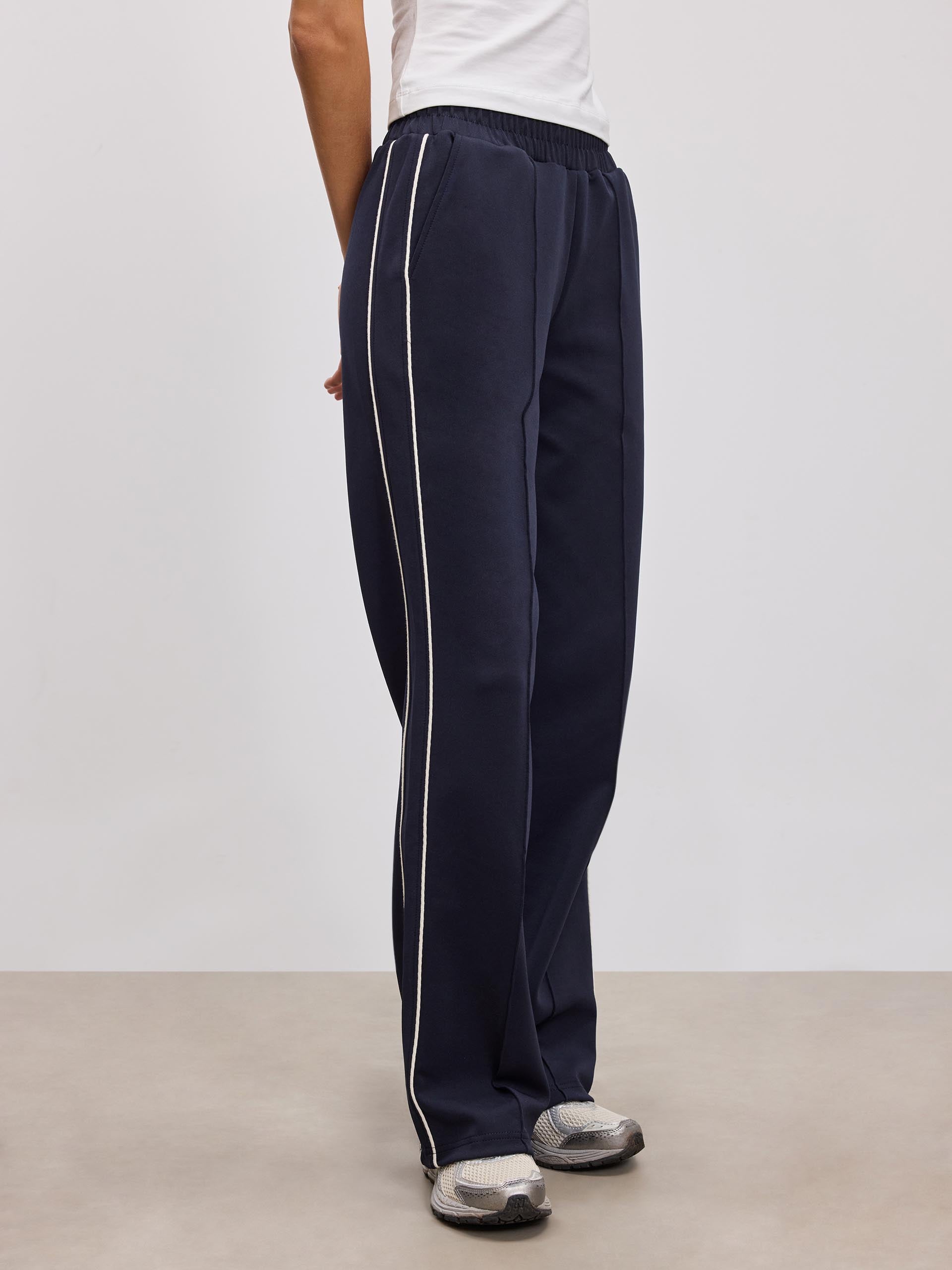 Womens Piping Track Pant in Navy