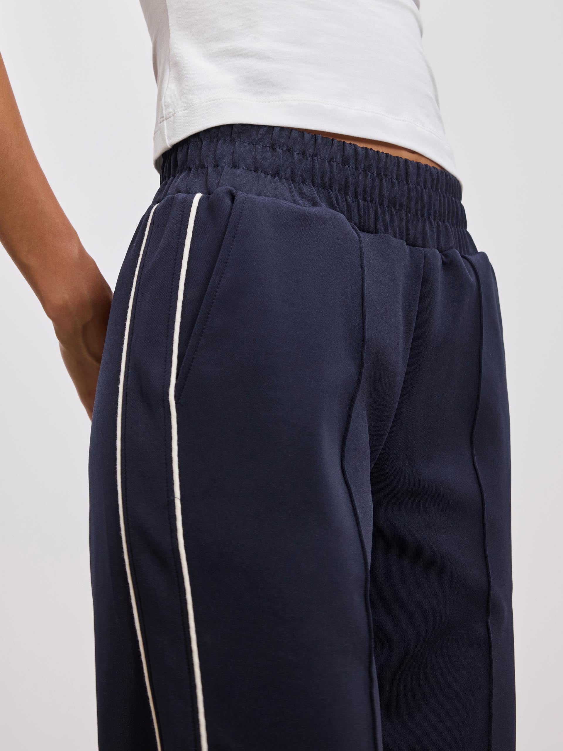Womens Piping Track Pant in Navy