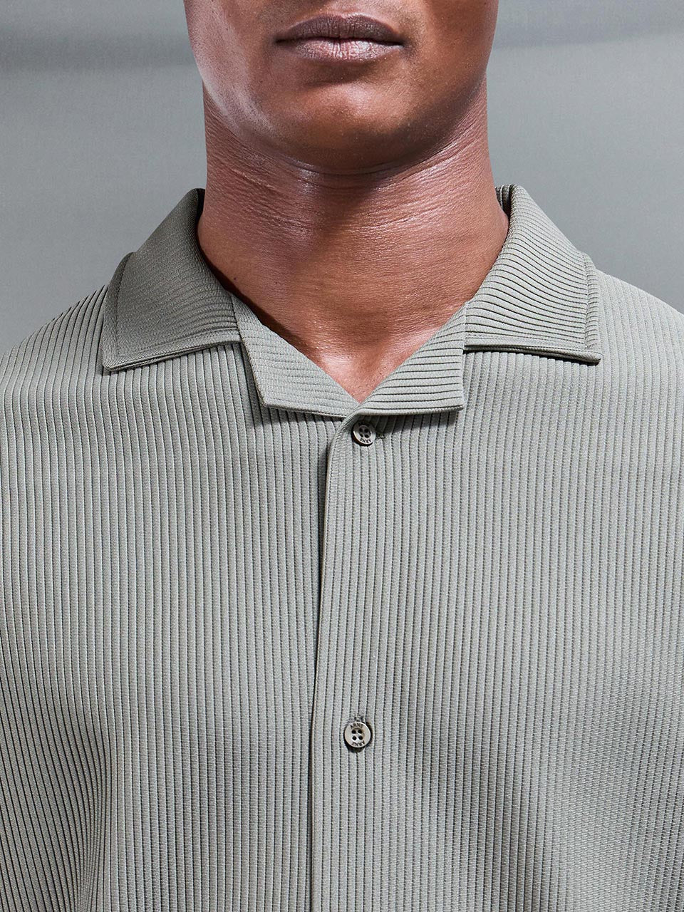 Pleated Revere Collar Shirt in Sage