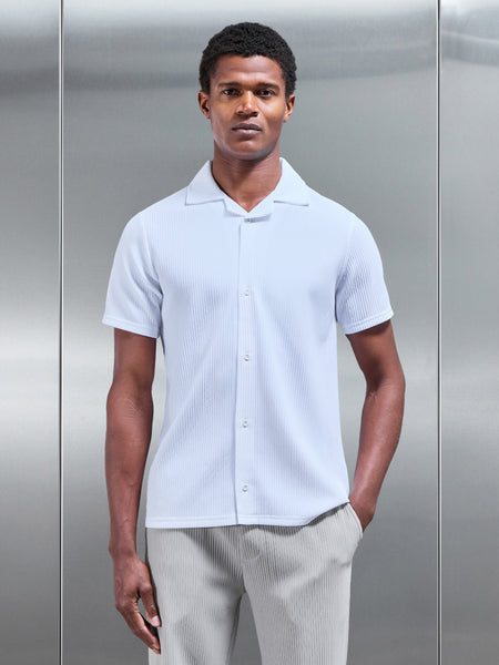 Pleated Revere Collar Shirt in White