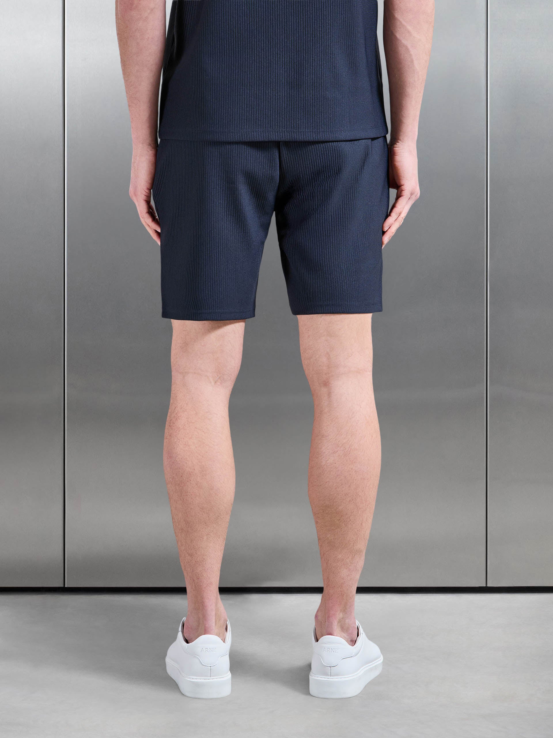 Pleated Short in Navy