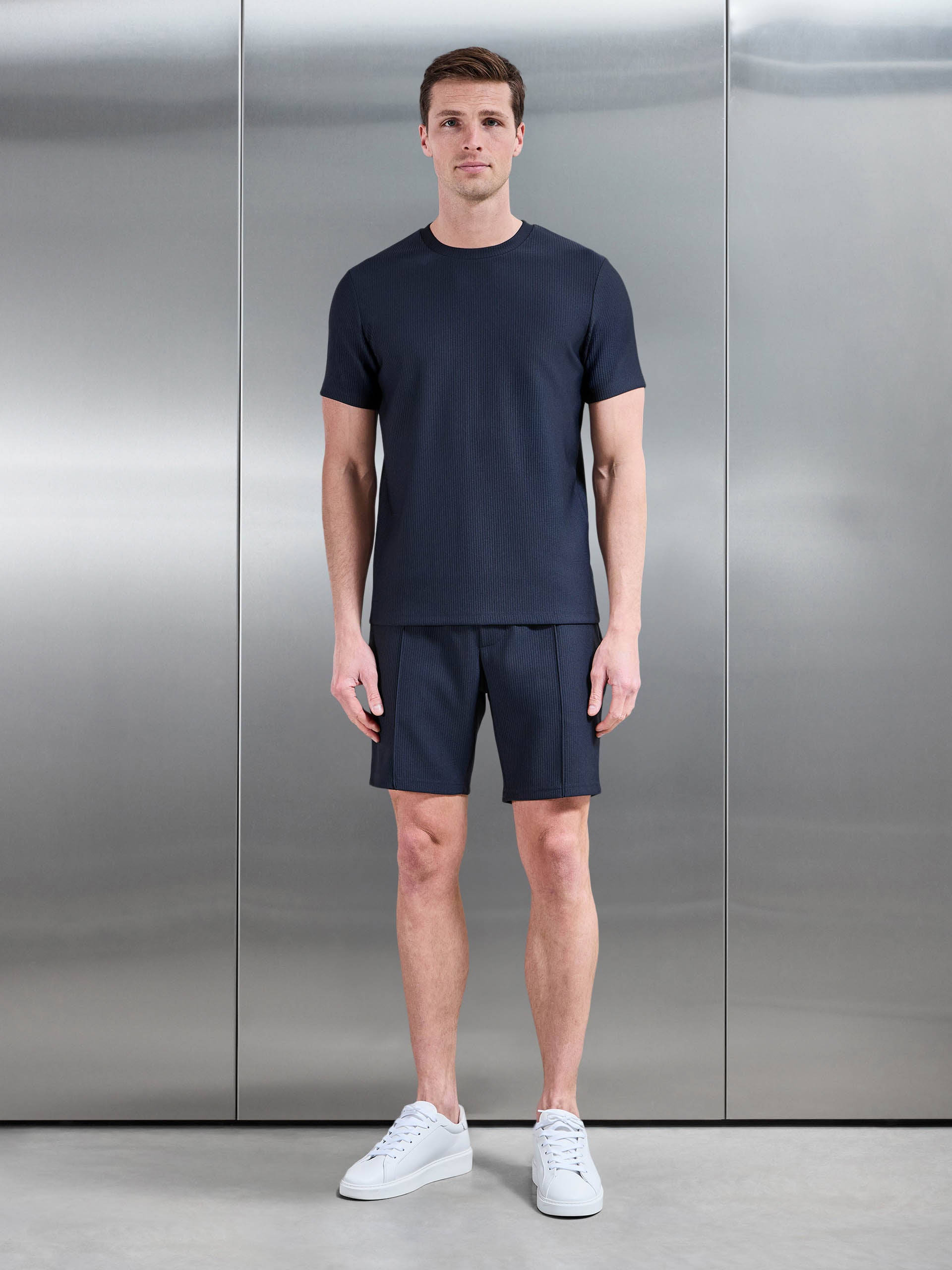 Pleated T-Shirt in Navy