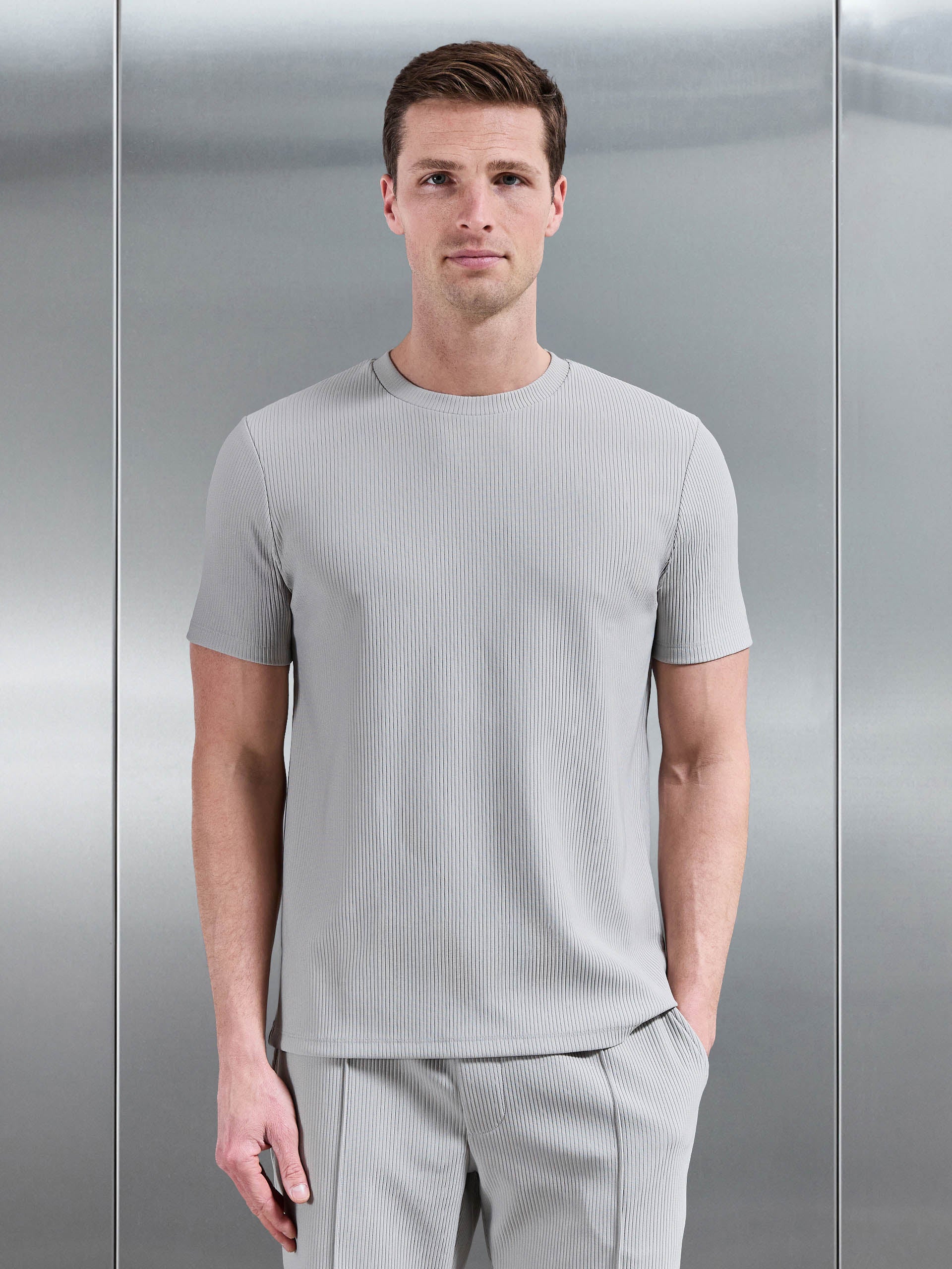 Pleated T-Shirt in Stone