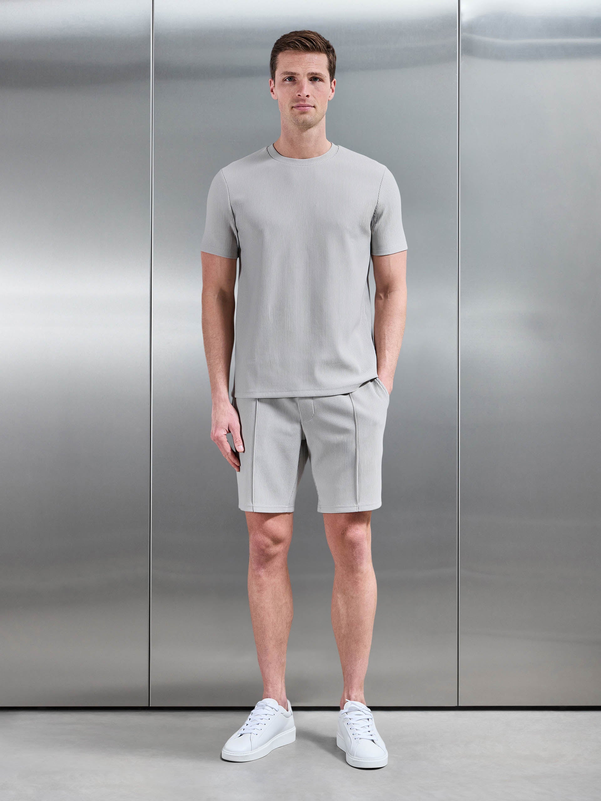 Pleated T-Shirt in Stone