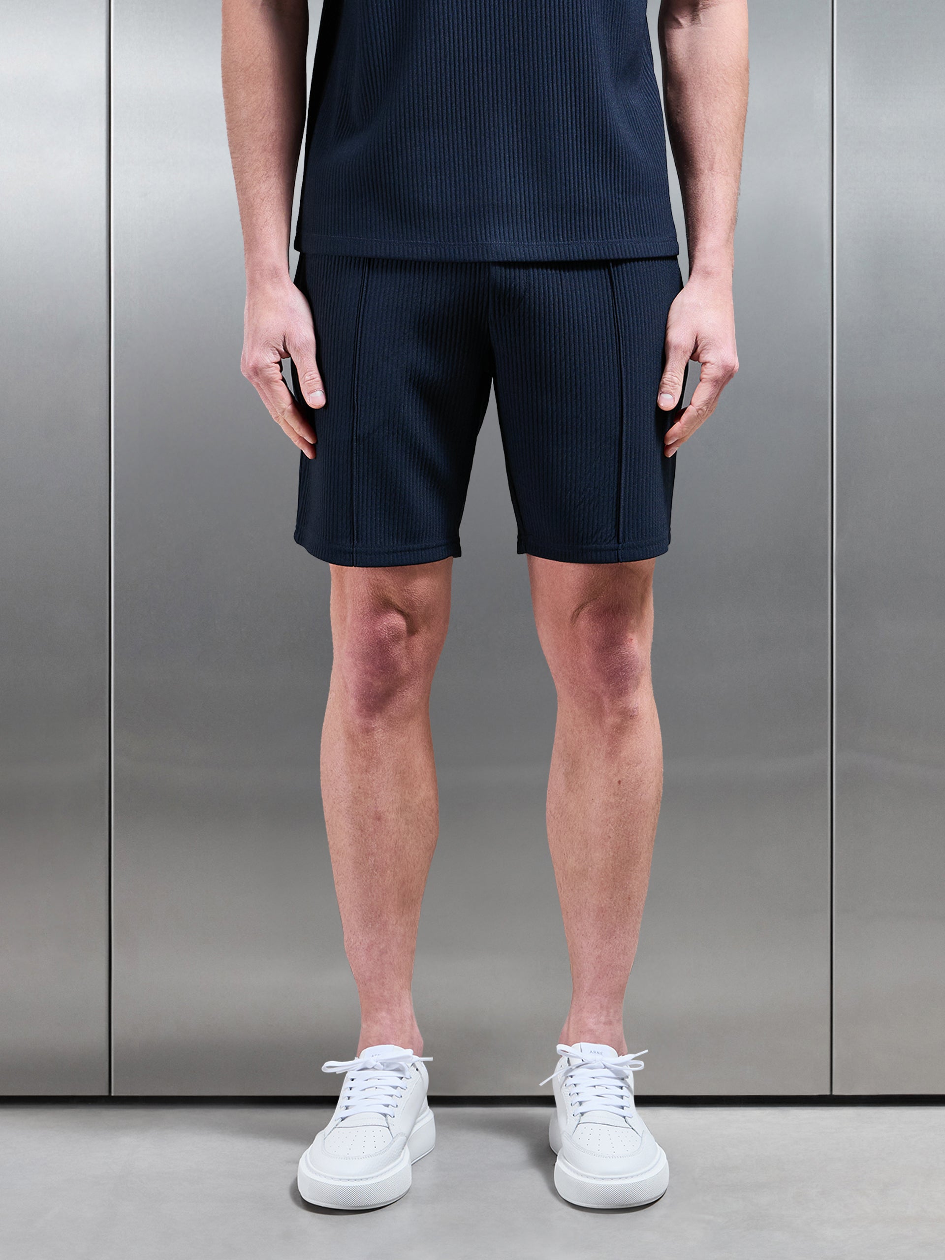 Pleated Short in Navy