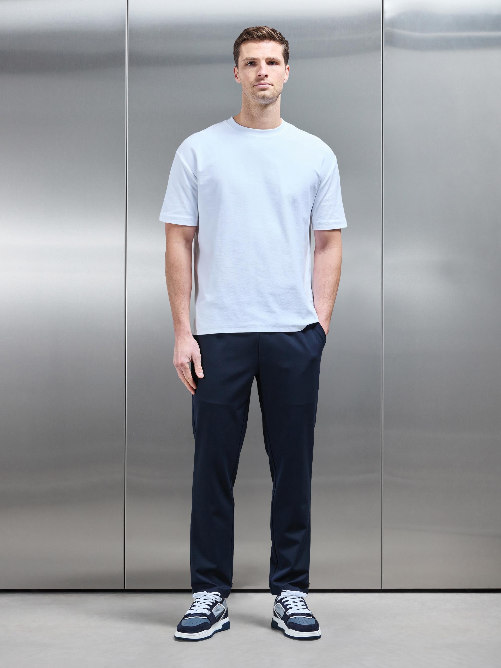 Essential Drawstring Relaxed Trouser in Navy