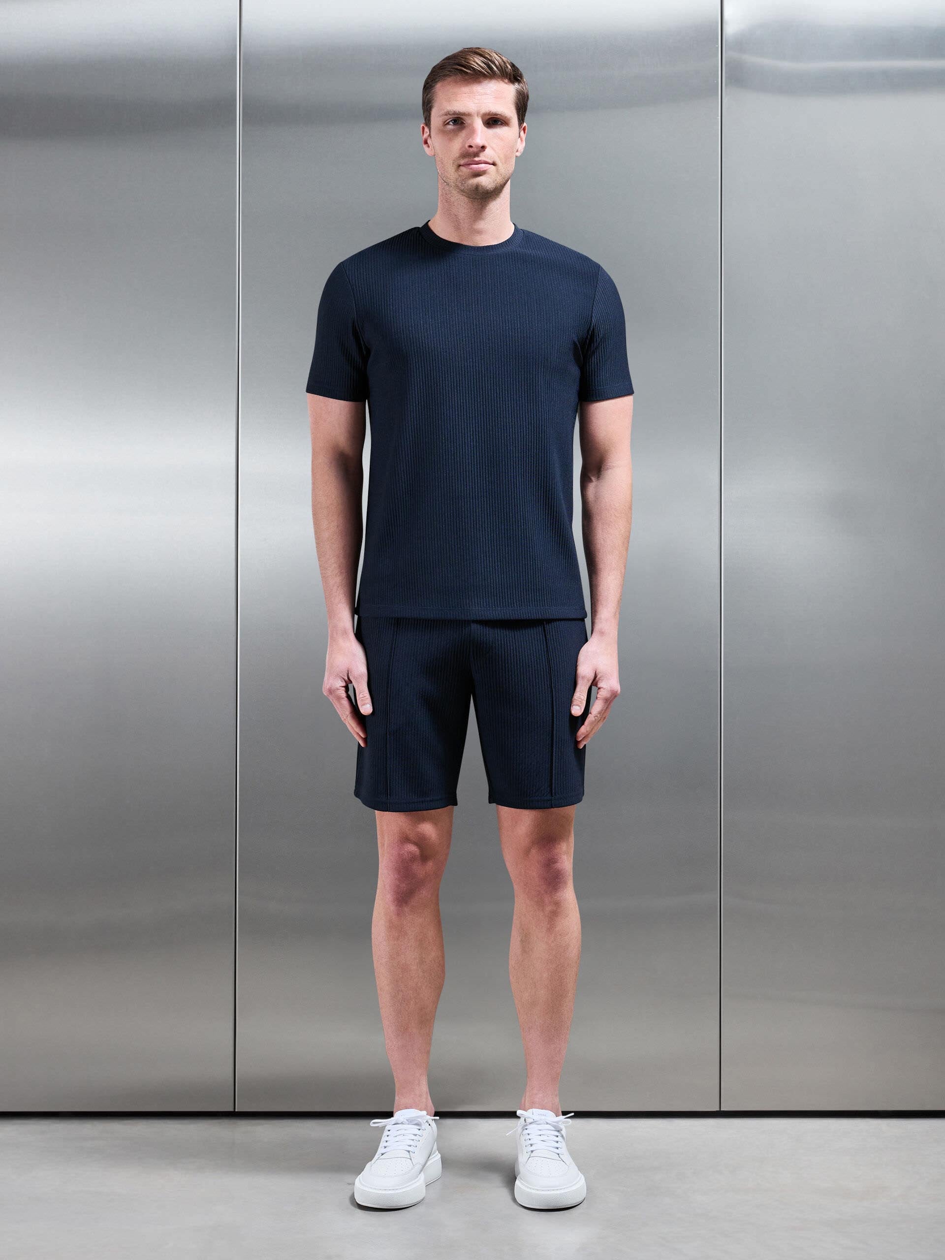 Pleated Short in Navy